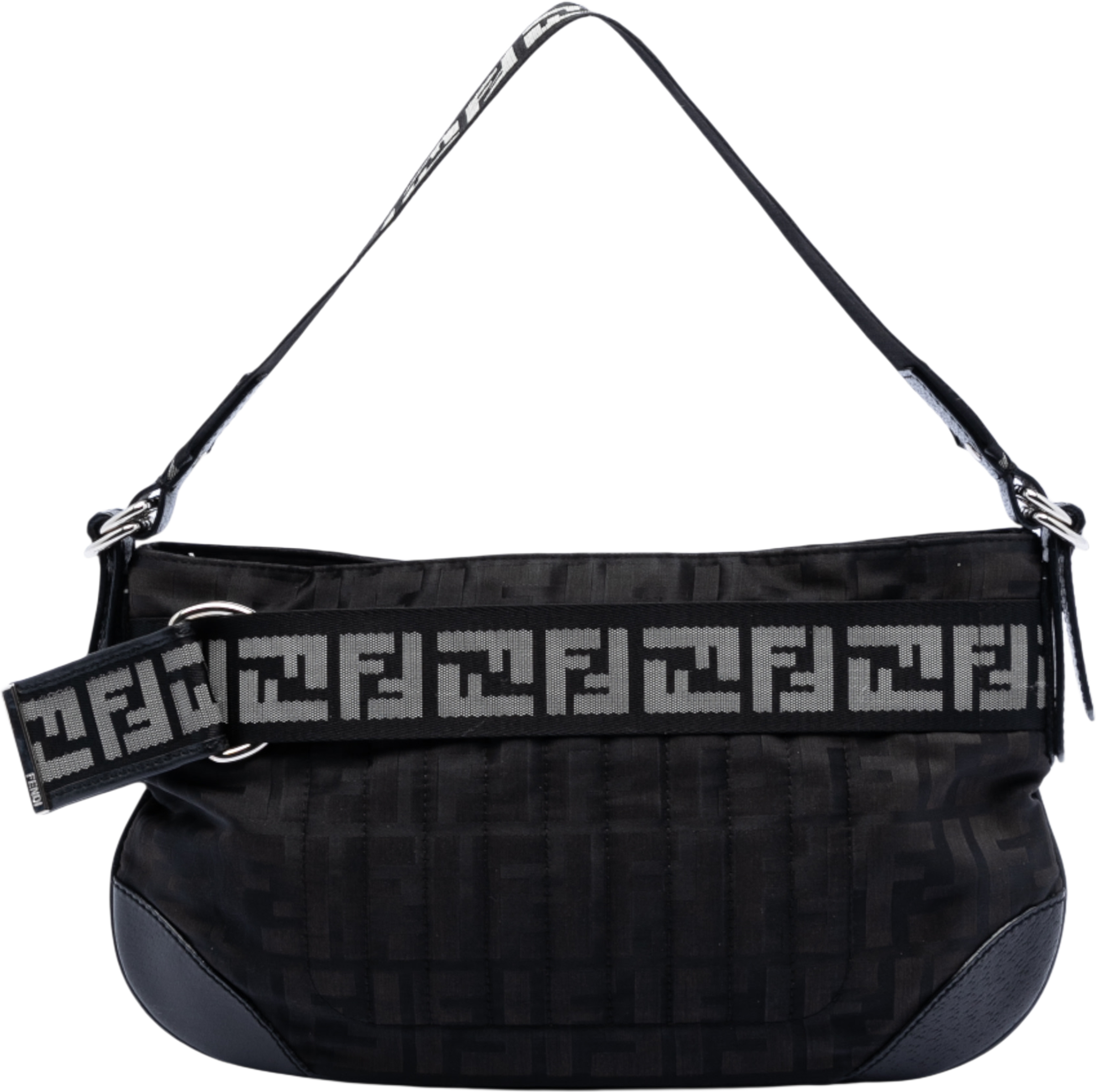 Fendi Zucca Nylon Zip Code Shoulder Bag, från Luxclusif, i färgen black. Klicka för att öppna bilden i stort format