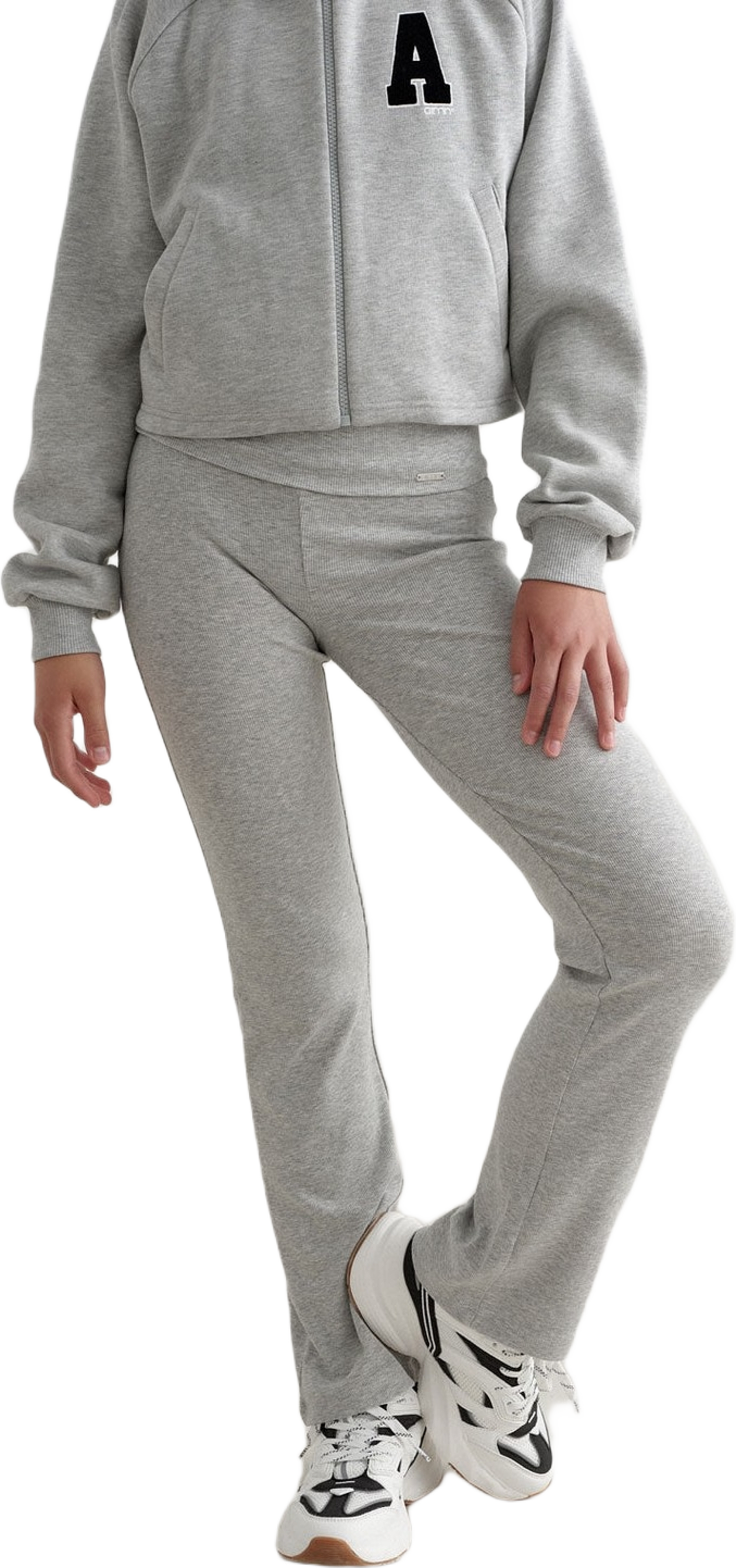 Grey Melange Young Ease Ribbed Pants