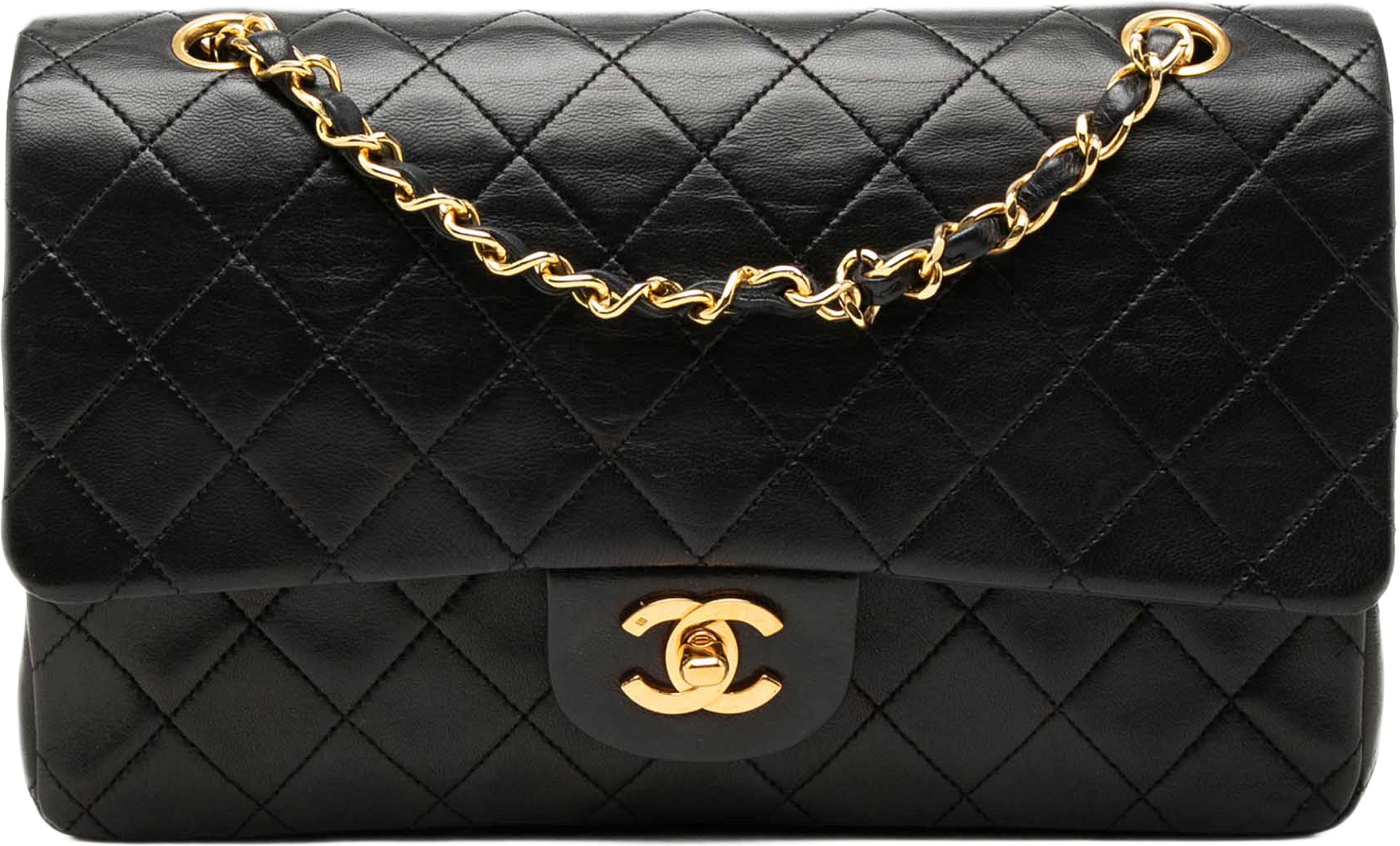 Chanel Medium Classic Lambskin Double Flap, från Luxclusif, i färgen svart. Klicka för att öppna bilden i stort format