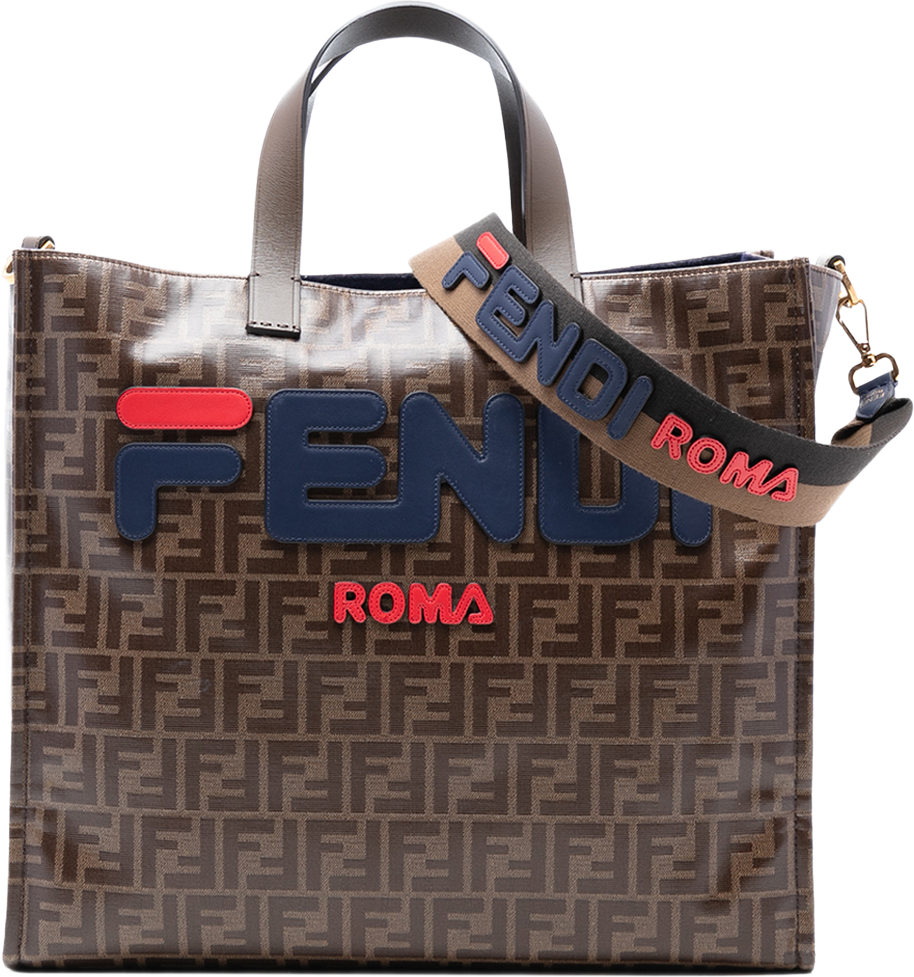 Fendi Fila Glazed Fabric Ff 1974 Mania Shopping Tote, från Luxclusif, i färgen brown. Klicka för att öppna bilden i stort format