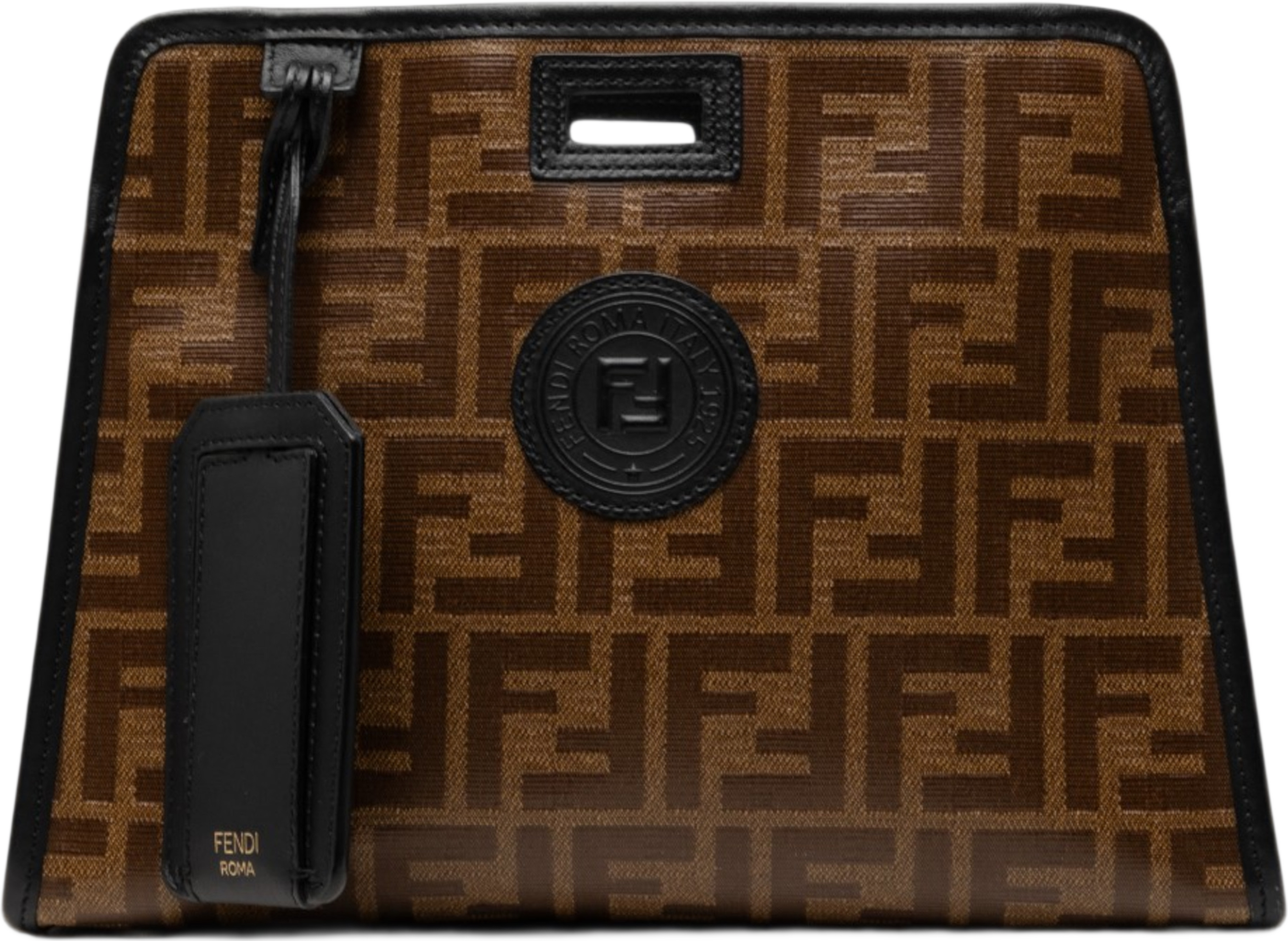 Fendi Small Zucca Coated Canvas Peekaboo Defender, från Luxclusif, i färgen brun. Klicka för att öppna bilden i stort format