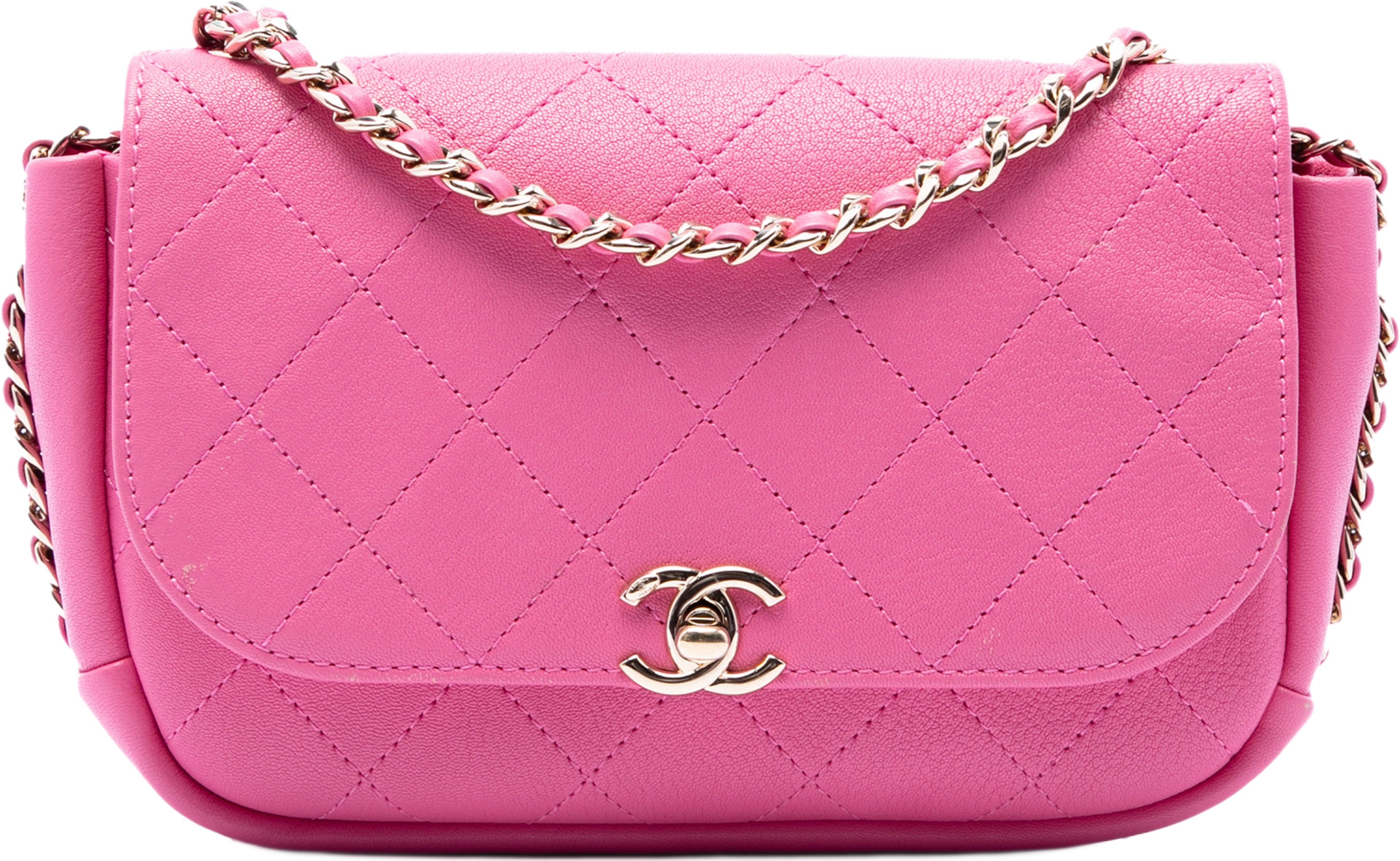 Chanel Cc Quilted Goatskin Casual Trip Flap, från Luxclusif, i färgen rosa. Klicka för att öppna bilden i stort format
