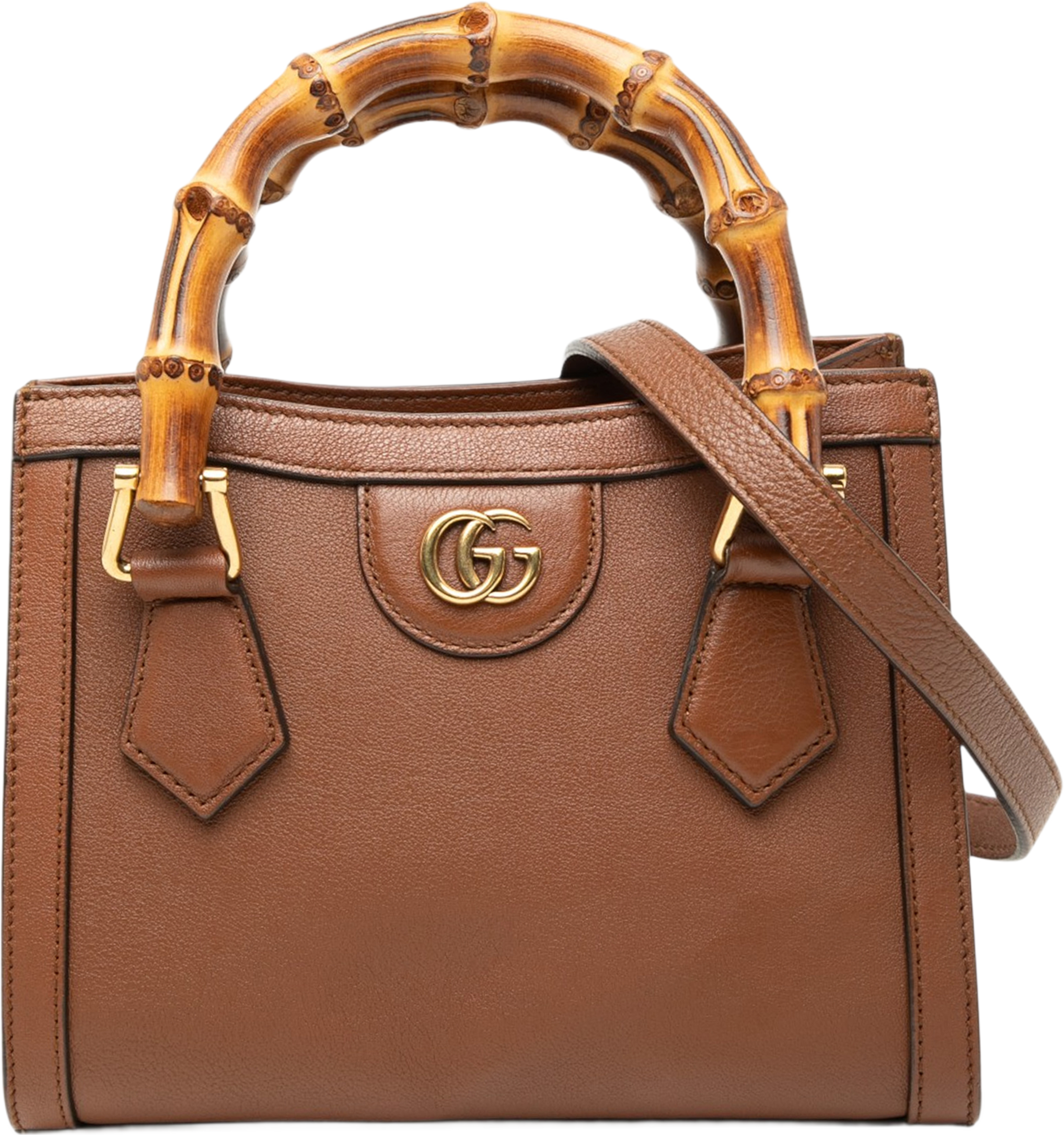 Gucci Mini Calfskin Bamboo Diana Satchel, från Luxclusif, i färgen brown. Klicka för att öppna bilden i stort format