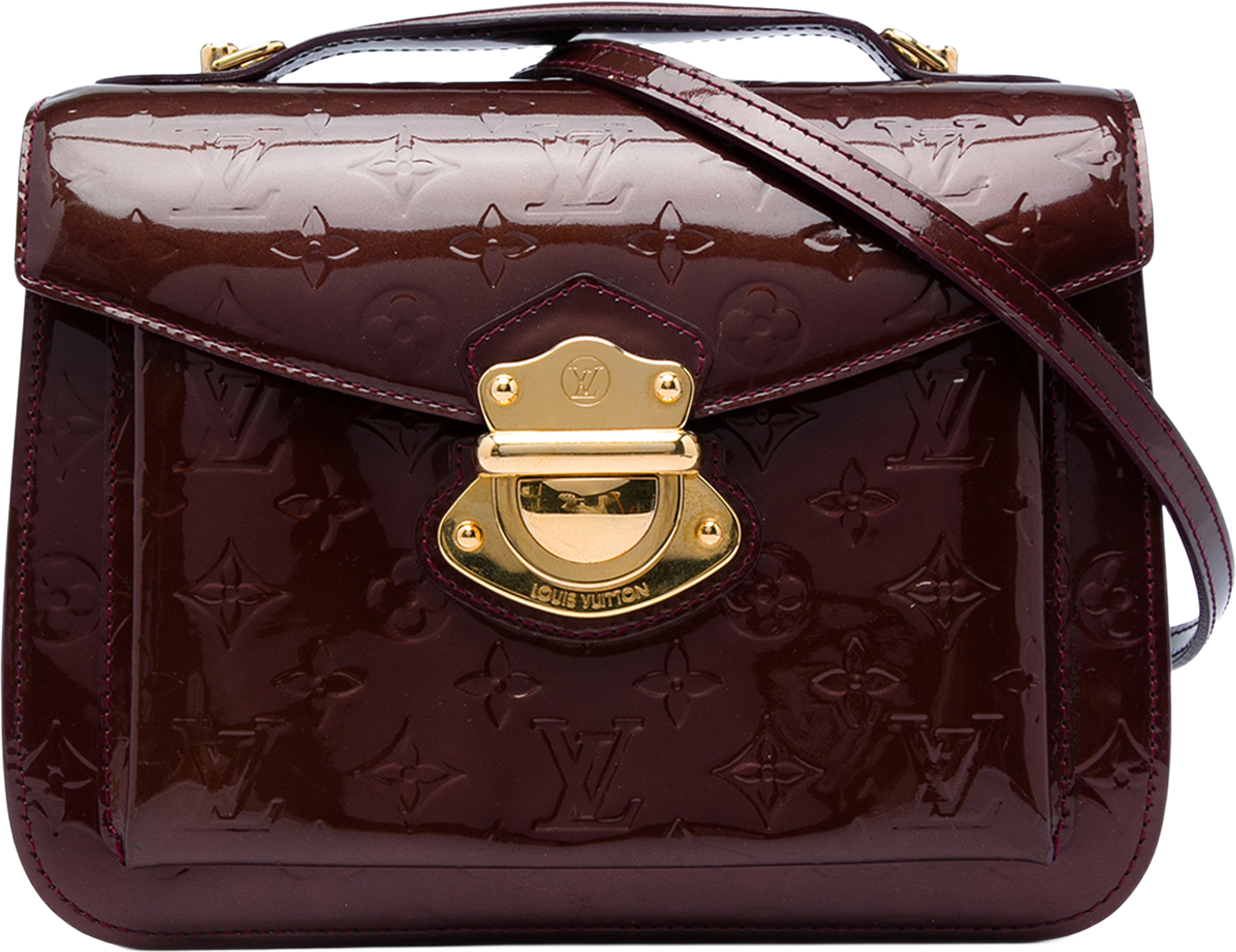 Louis Vuitton Monogram Vernis Miranda, från Luxclusif, i färgen röd. Klicka för att öppna bilden i stort format