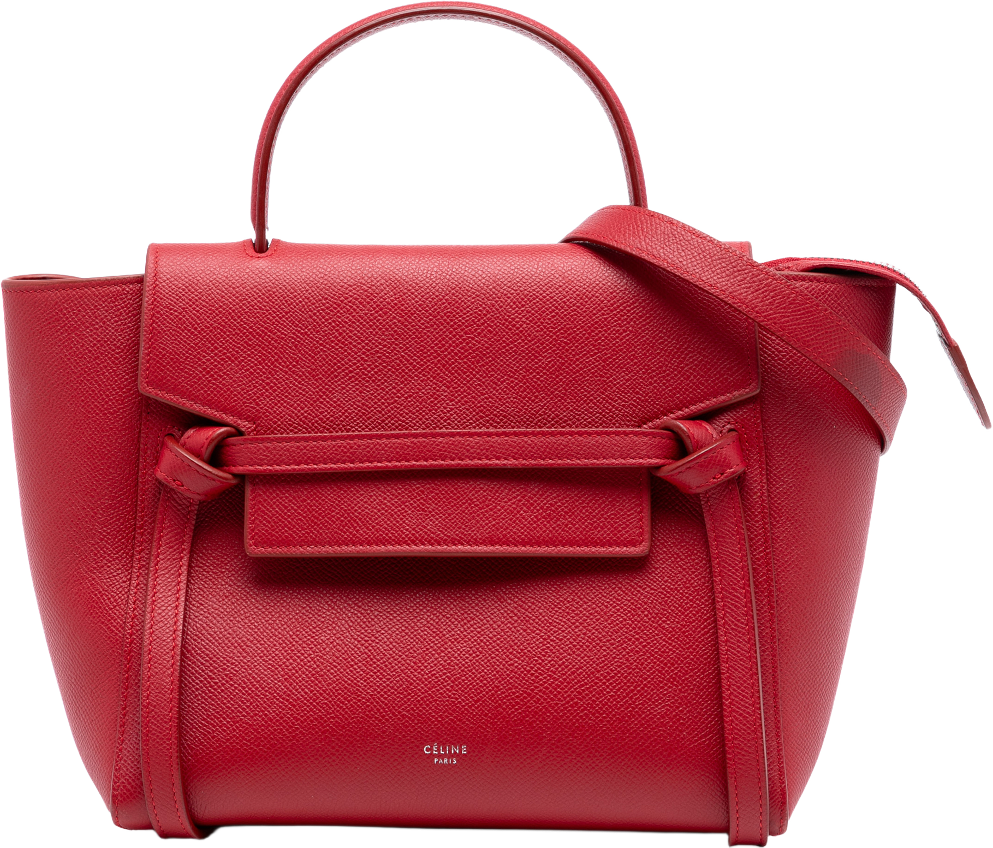 Celine Micro Grained Calfskin Belt Bag, från Luxclusif, i färgen red. Klicka för att öppna bilden i stort format