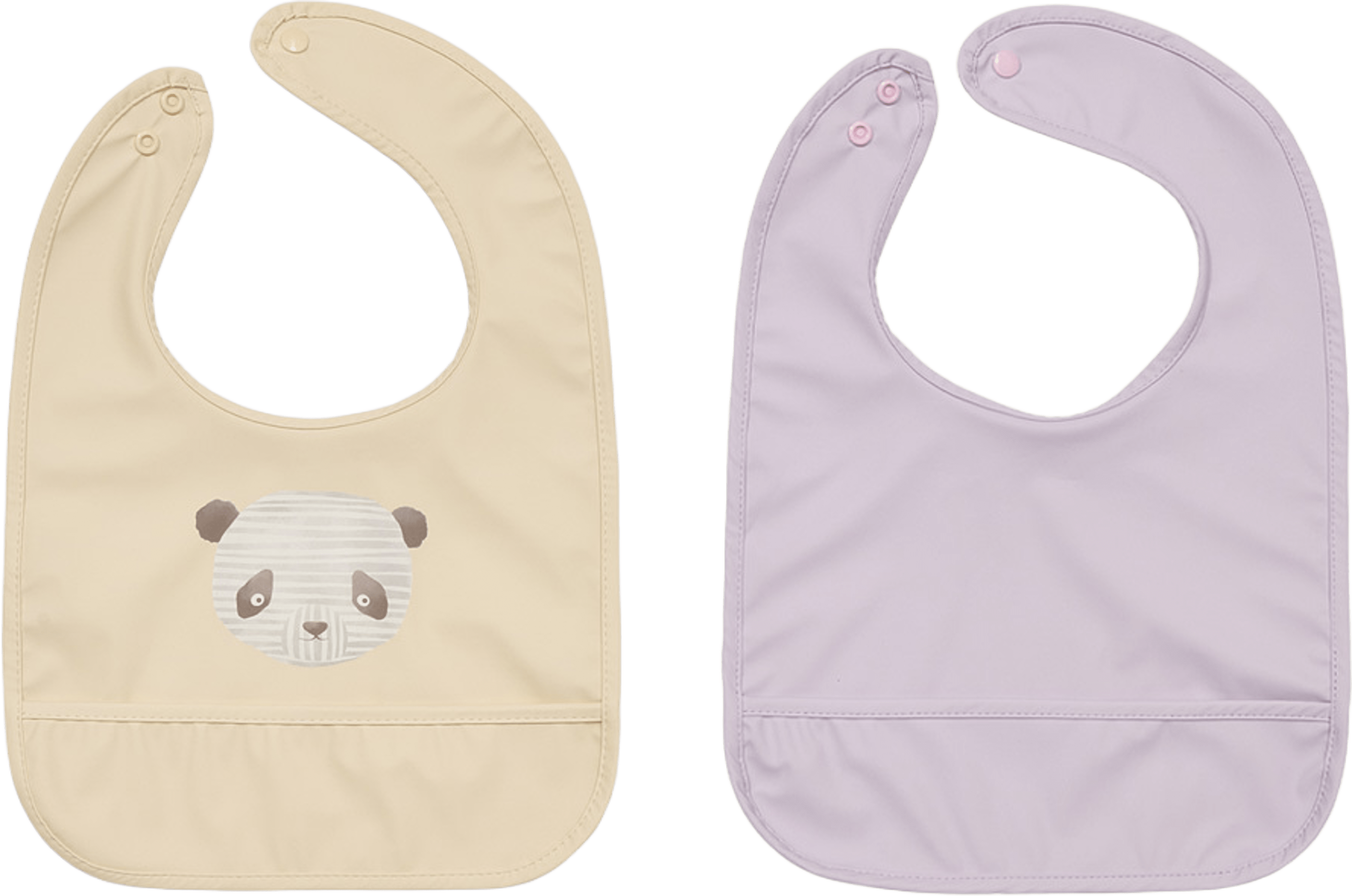Lun Lun Panda Bib - Pack Of 2, från OYOY Mini, i färgen vanilla,lavender. Klicka för att öppna bilden i stort format