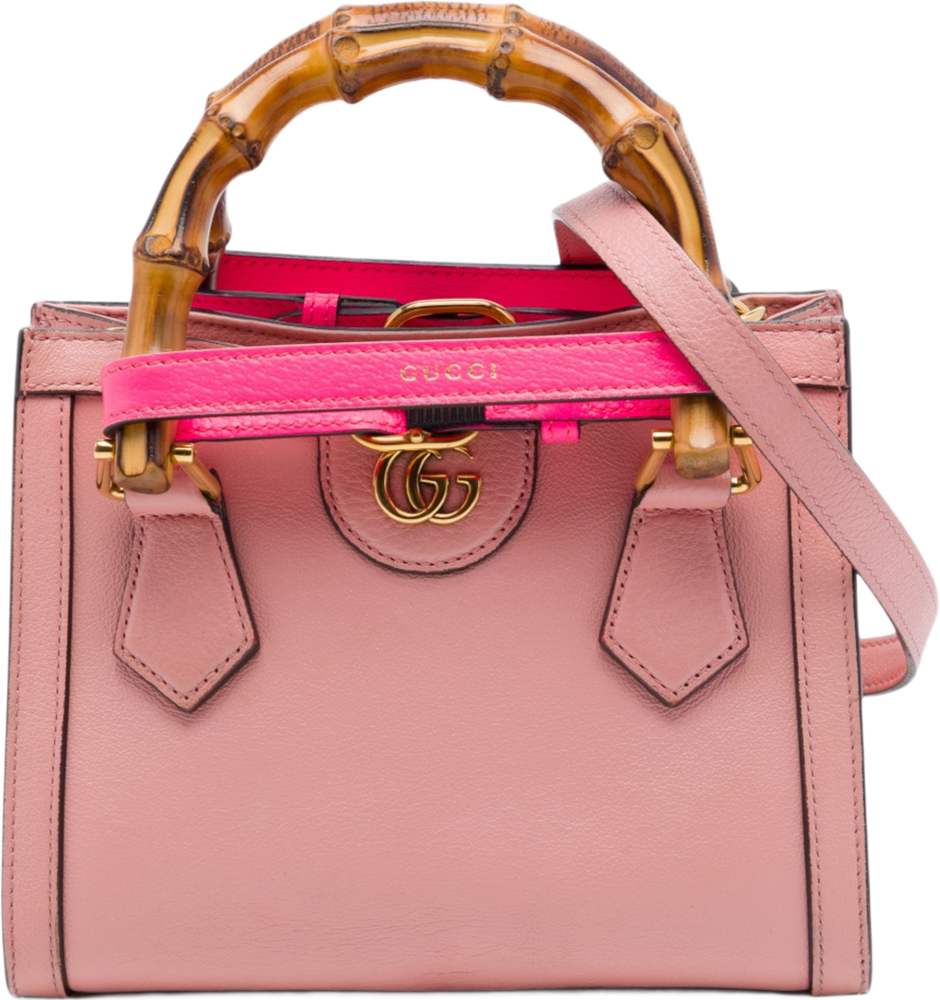 Gucci Mini Gg Calfskin Bamboo Diana Satchel, från Luxclusif, i färgen rosa. Klicka för att öppna bilden i stort format