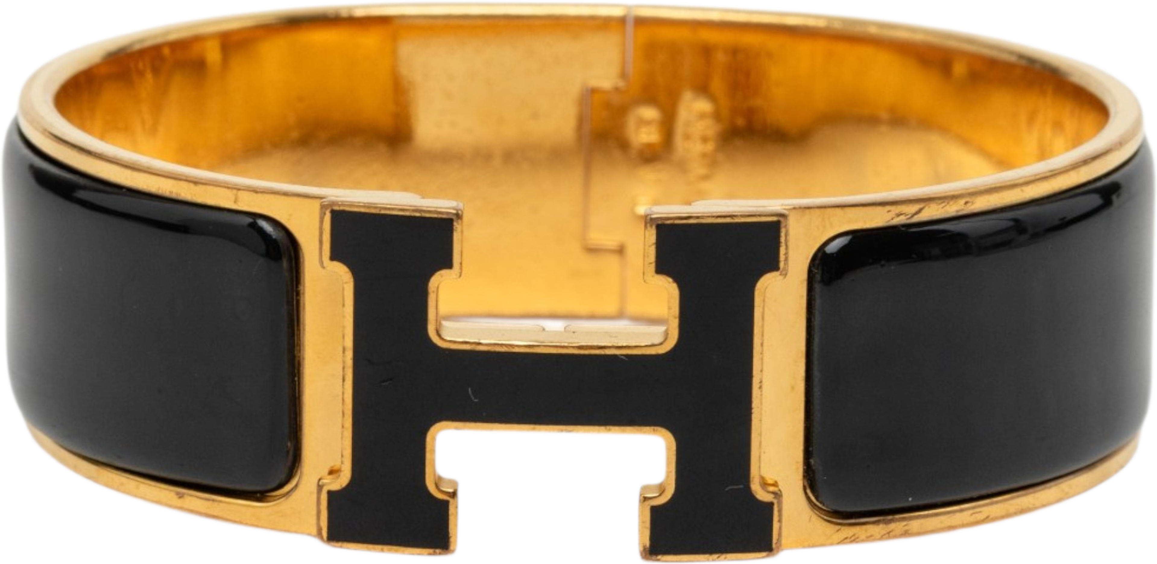 Hermès Wide Enamel Clic Clac H Bracelet Pm, från Luxclusif, i färgen svart. Klicka för att öppna bilden i stort format