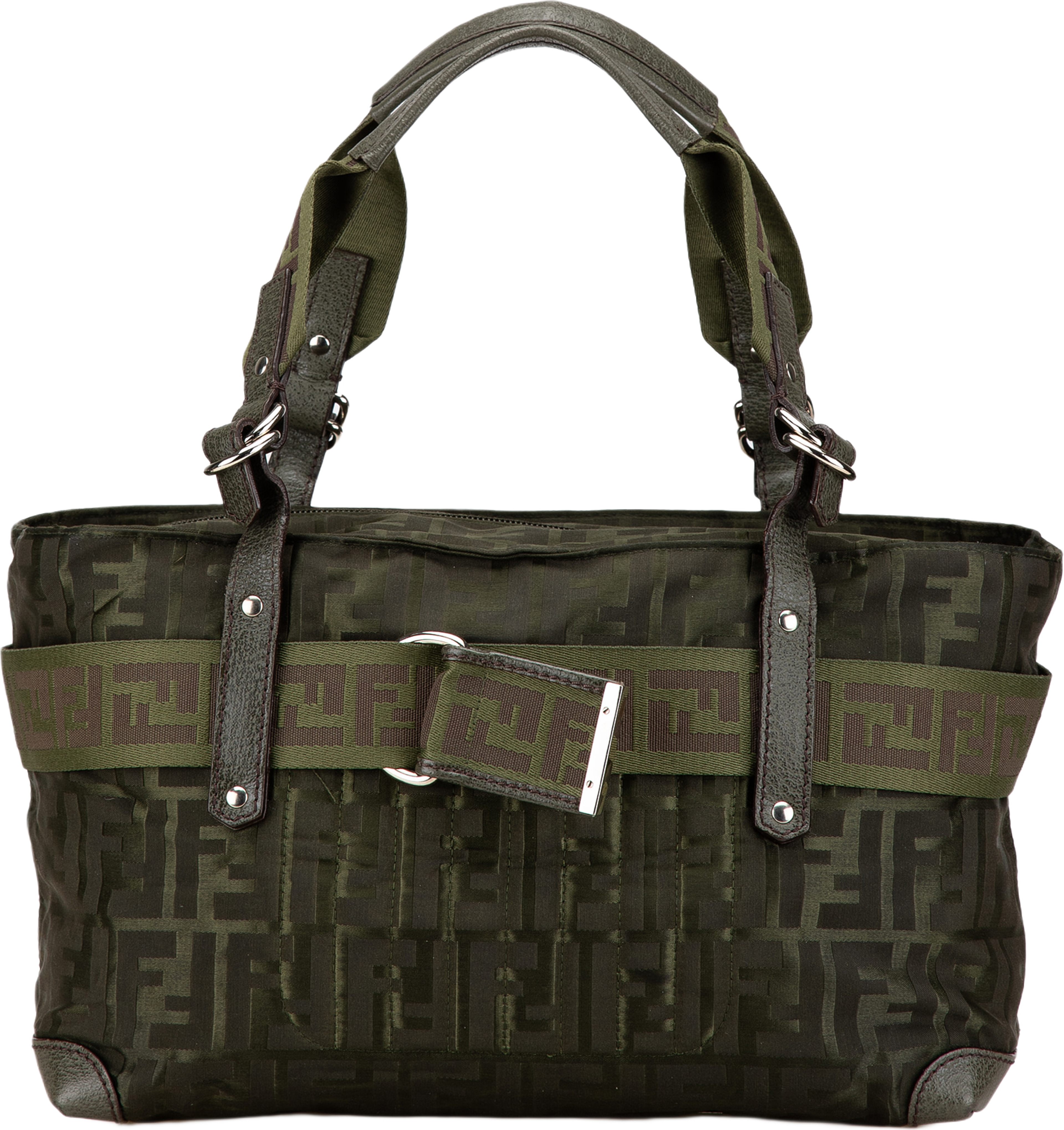 Fendi Medium Zucca Nylon Zip Code Handbag