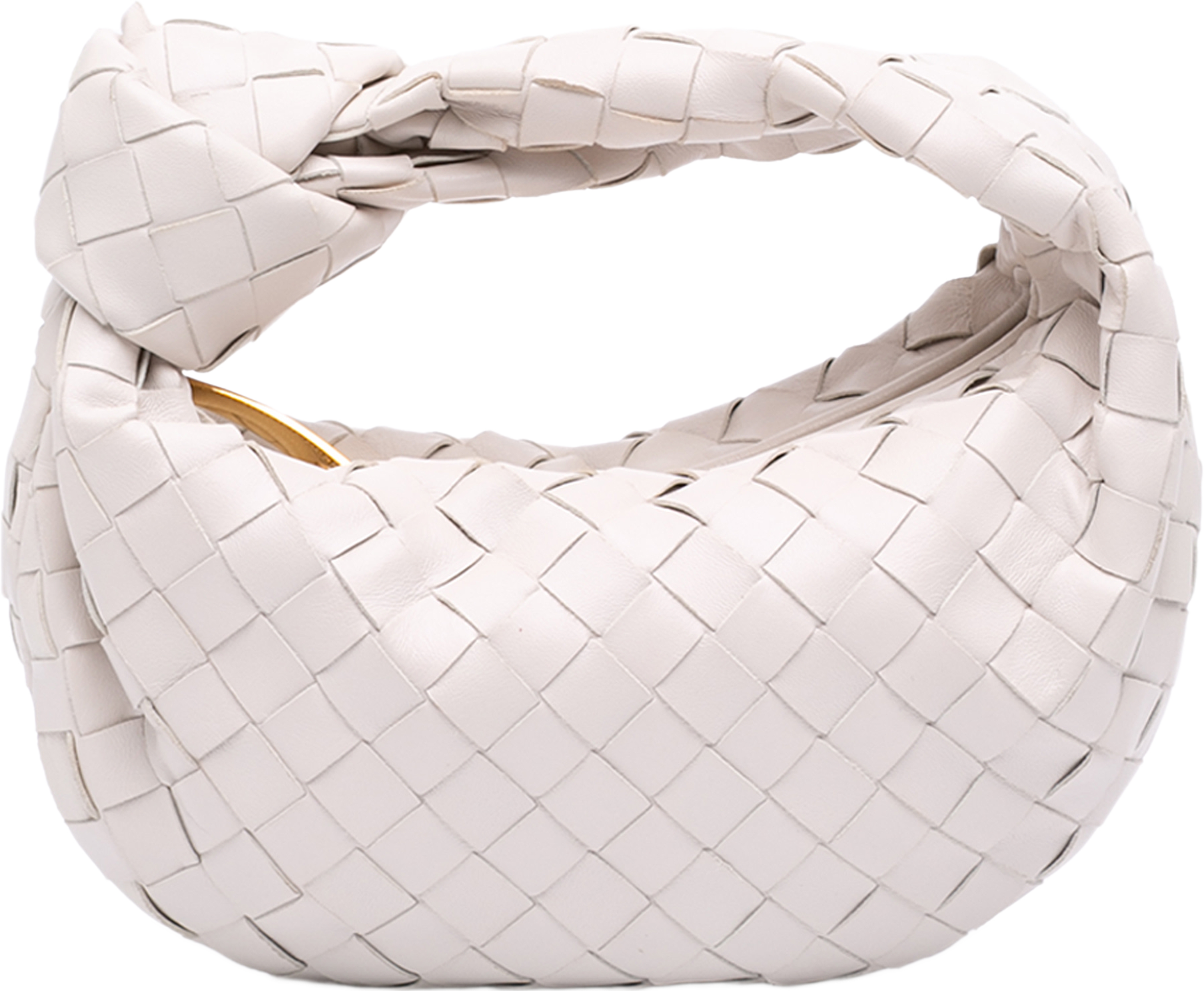 Bottega Veneta Mini Nappa Intrecciato Jodie, från Luxclusif, i färgen white. Klicka för att öppna bilden i stort format