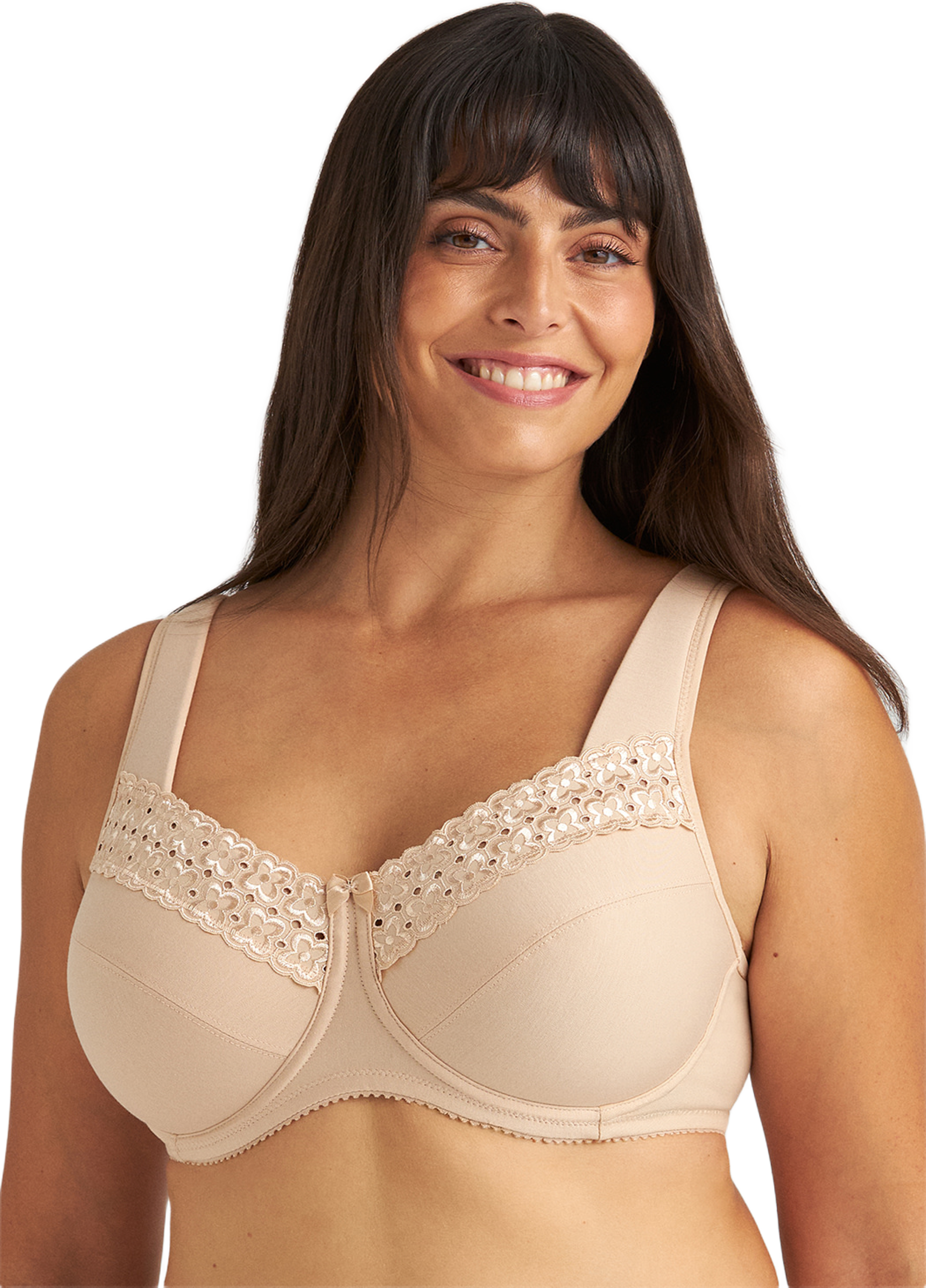 Broderie Anglaise Bh, från Miss Mary of Sweden, i färgen beige. Klicka för att öppna bilden i stort format