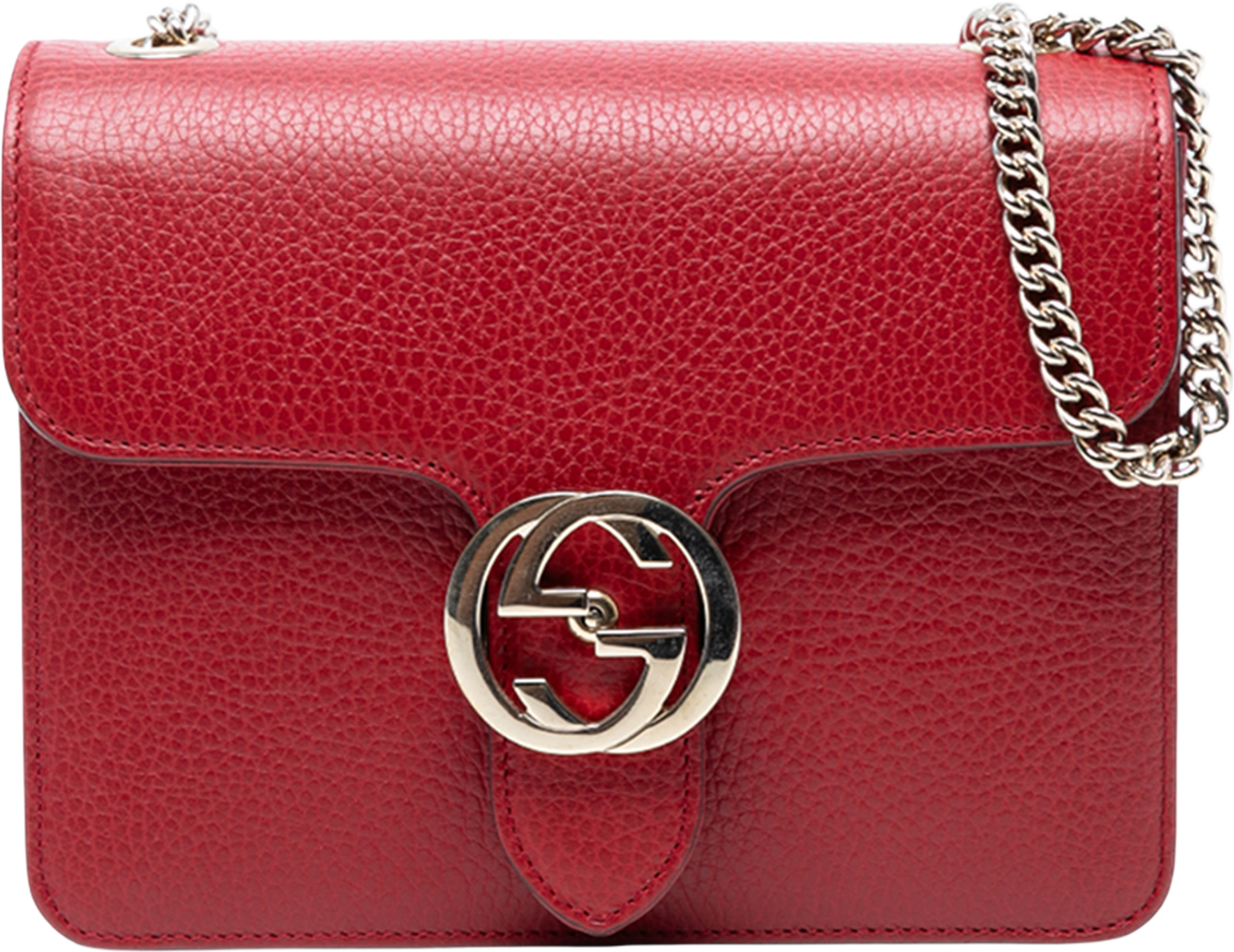 Gucci Small Dollar Calfskin Interlocking G Crossbody, från Luxclusif, i färgen red. Klicka för att öppna bilden i stort format