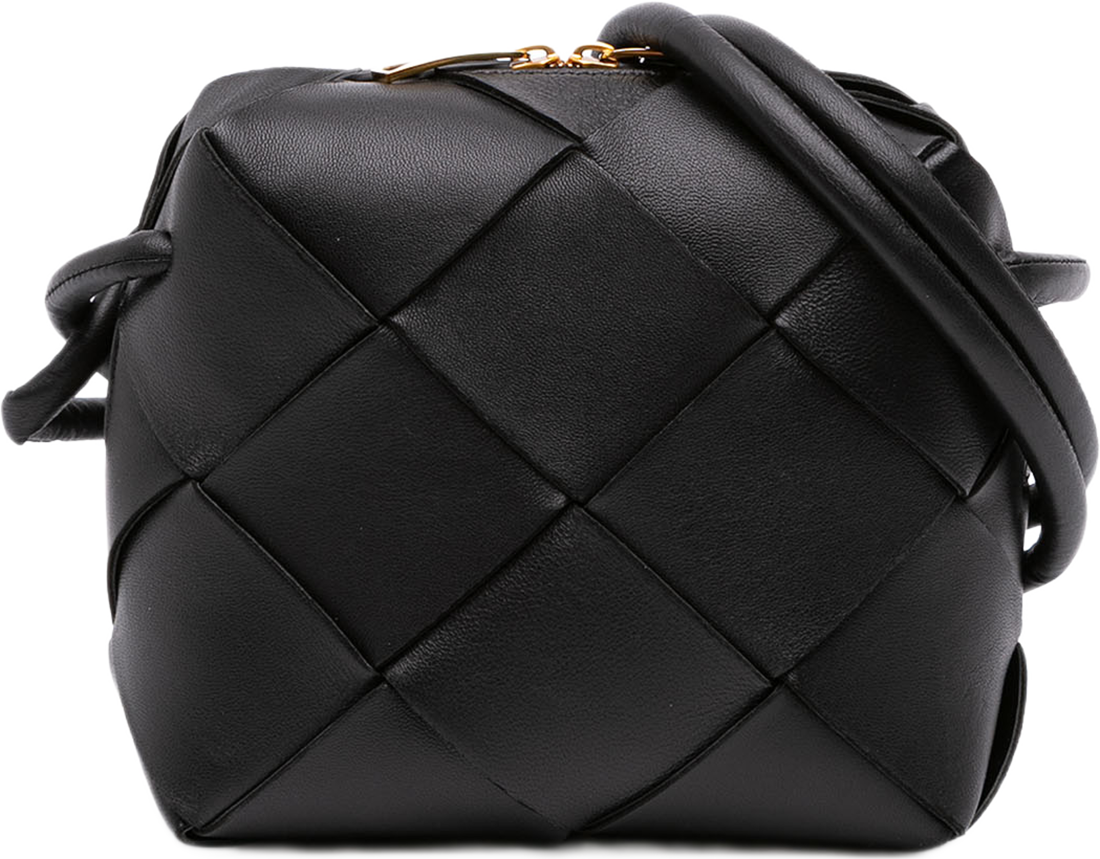 Bottega Veneta Mini Lambskin Intreccio Cassette Camera Bag, från Luxclusif, i färgen svart. Klicka för att öppna bilden i stort format
