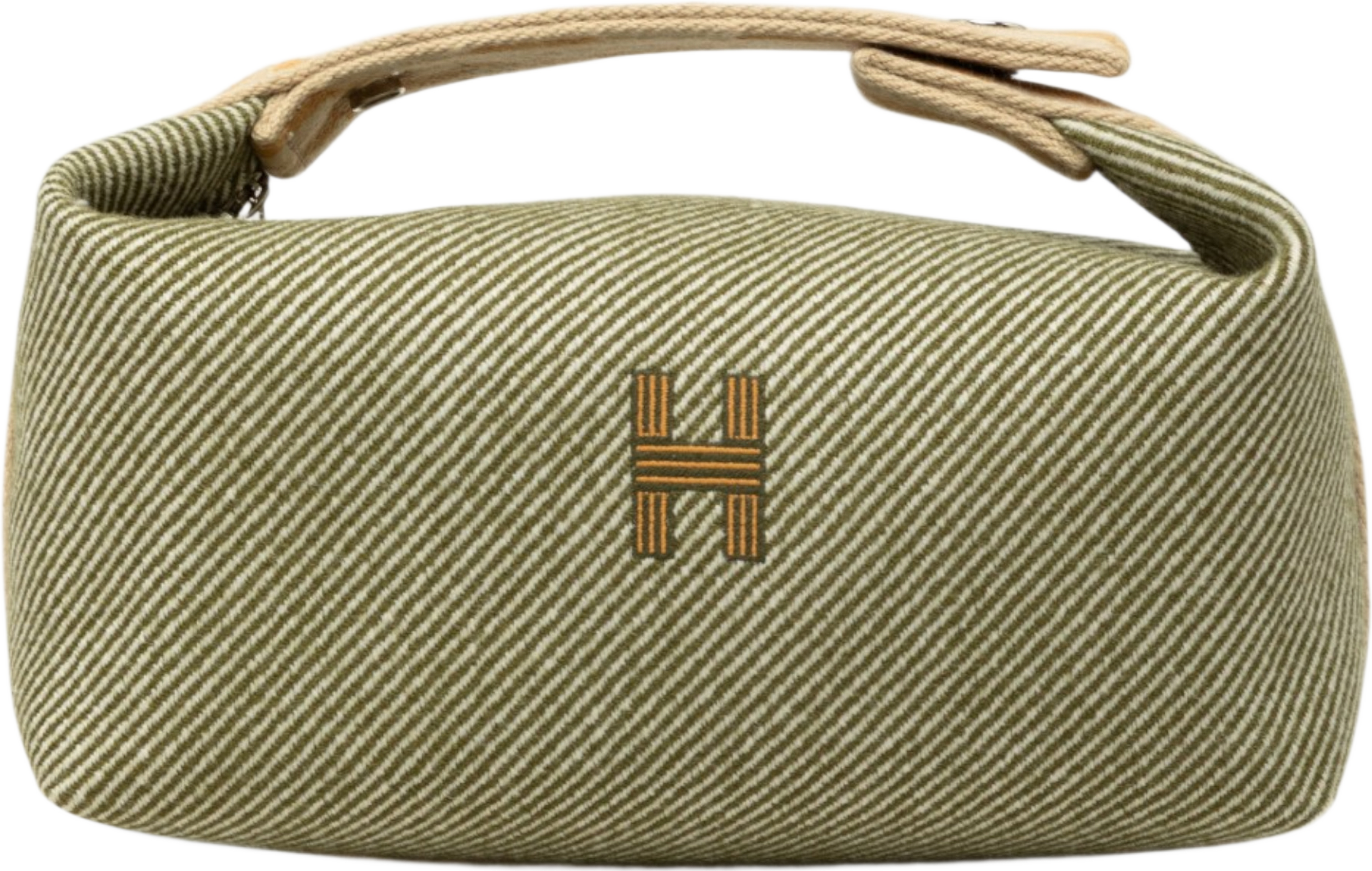Hermès Small Wool Bride A Brac H Natte Case, från Luxclusif, i färgen grön. Klicka för att öppna bilden i stort format