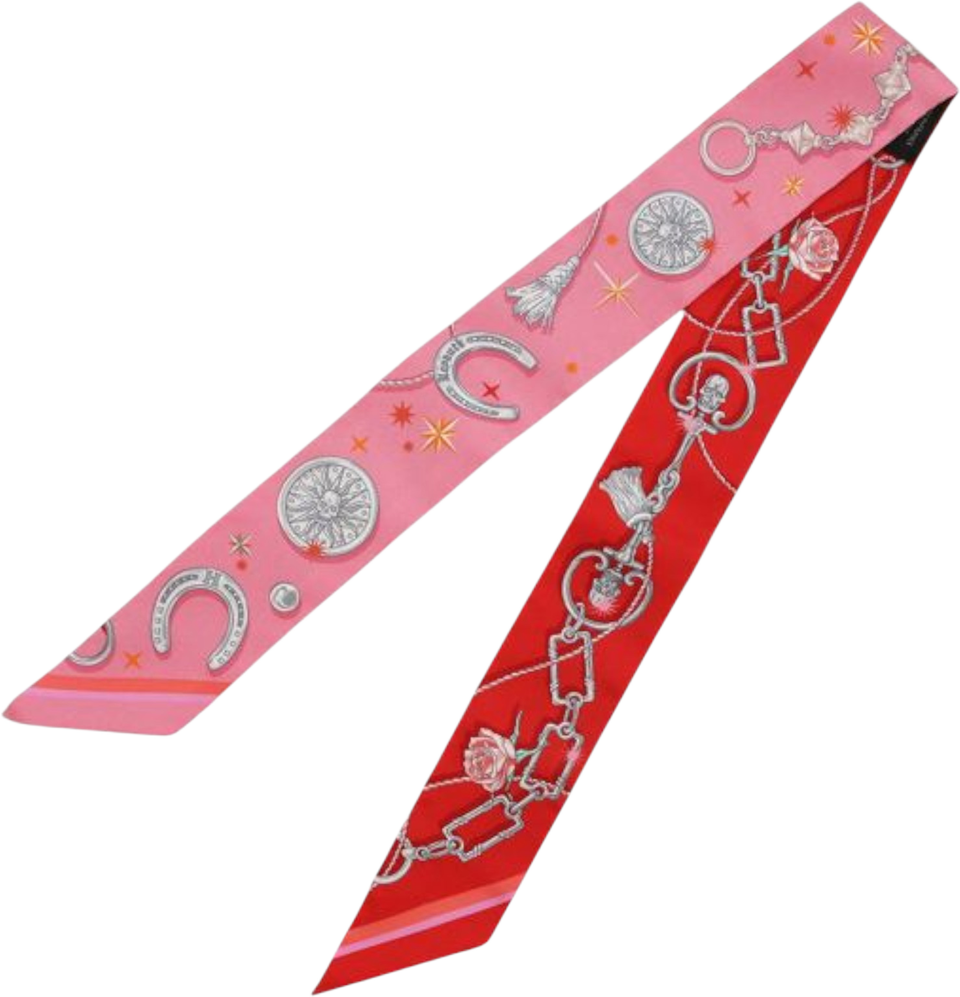 Hermès C'est La Fete Silk Twilly Scarf, från Luxclusif, i färgen red. Klicka för att öppna bilden i stort format