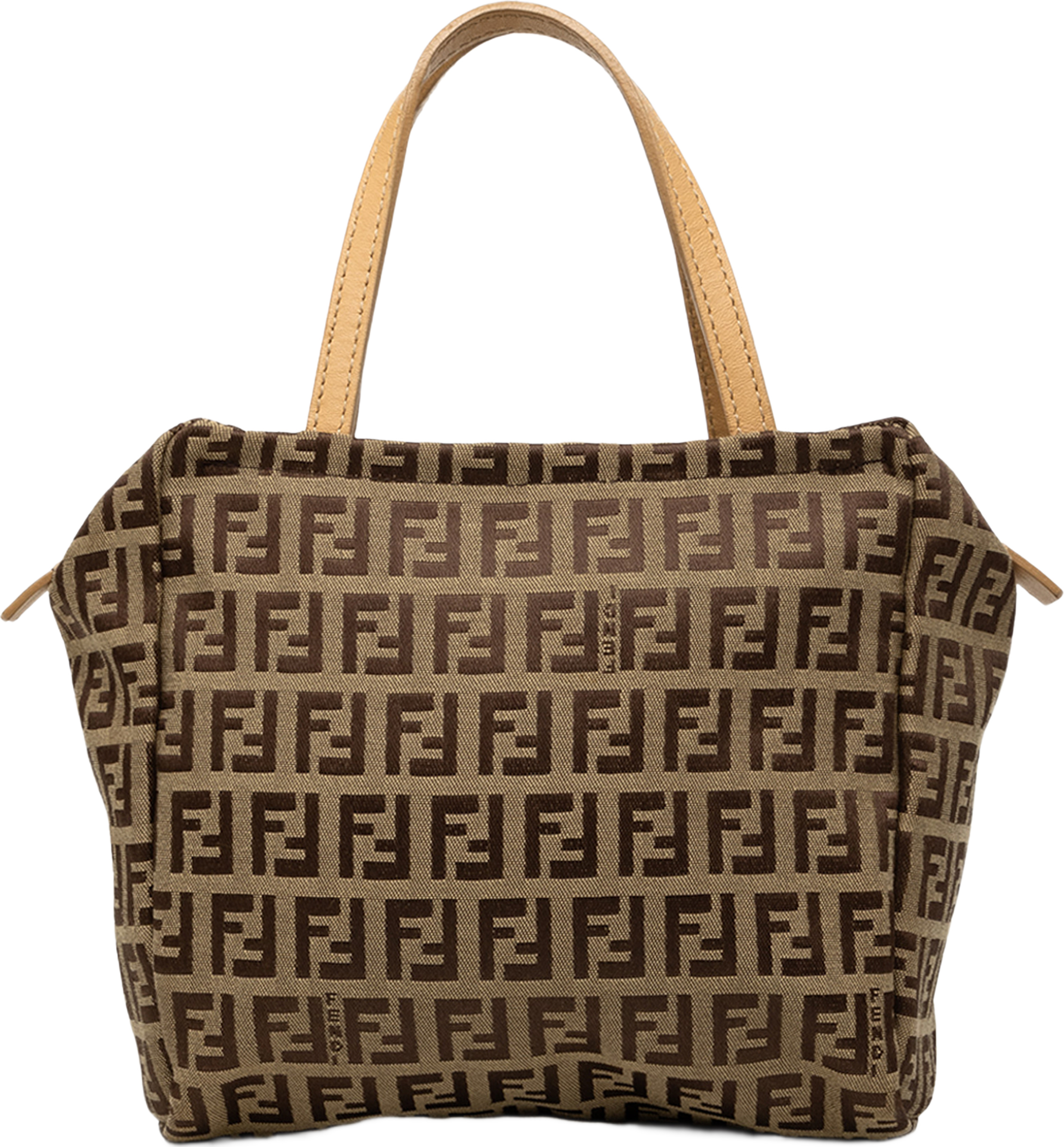 Fendi Mini Zucchino Canvas Handbag, från Luxclusif, i färgen beige. Klicka för att öppna bilden i stort format