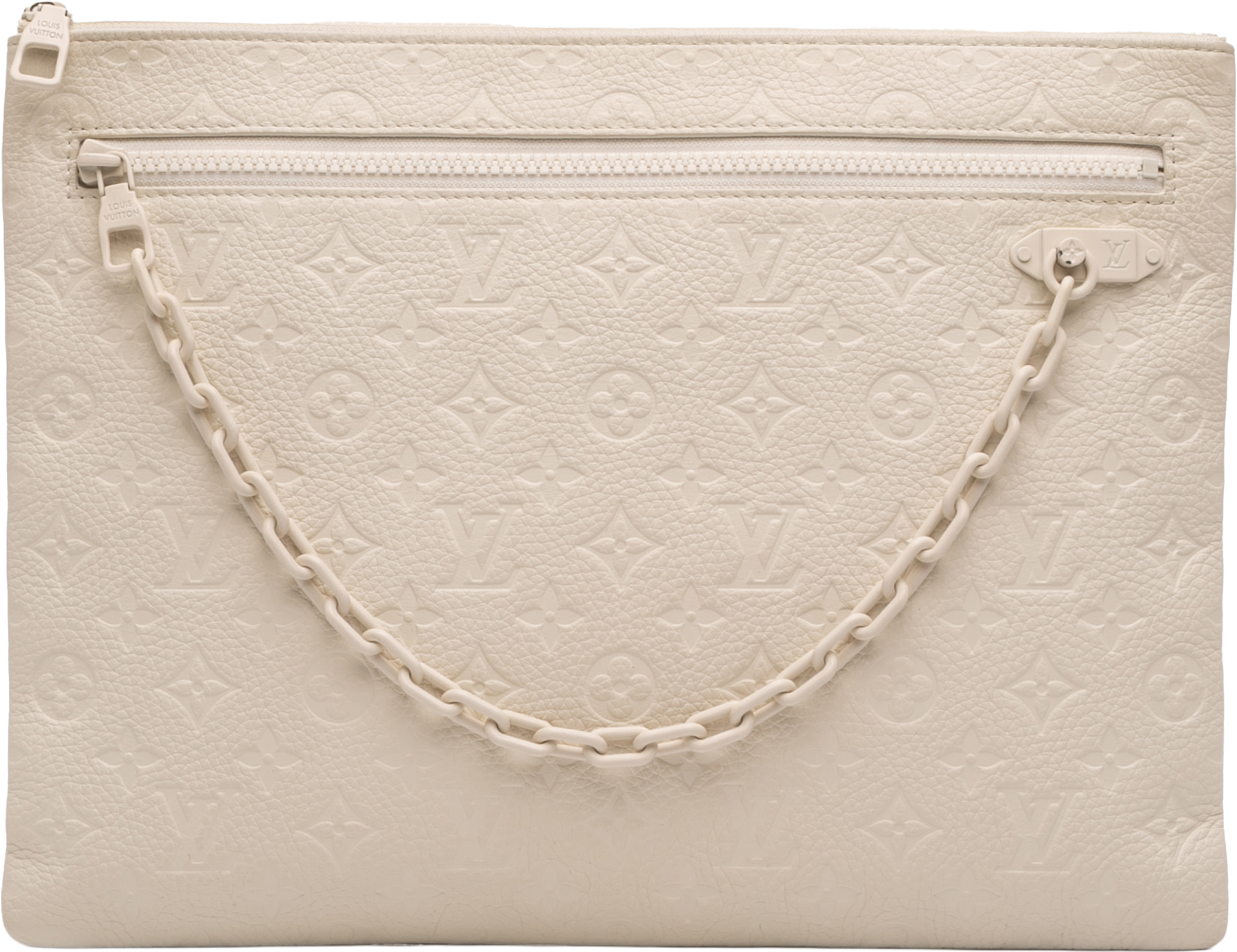Louis Vuitton Monogram Taurillon A4 Pouch, från Luxclusif, i färgen white. Klicka för att öppna bilden i stort format