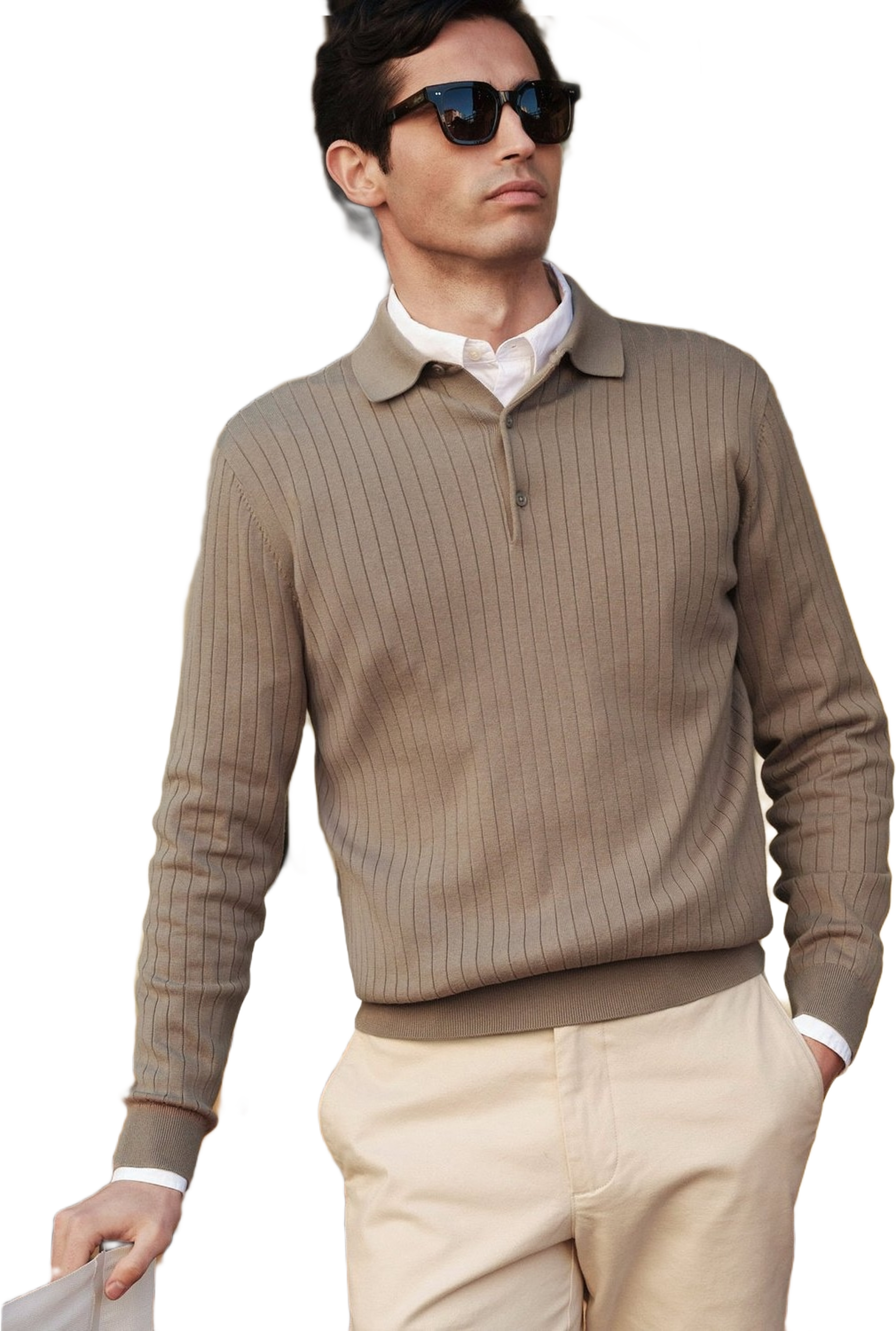 Cotton Rib Knitted Ls Polo Sweater (filippo)