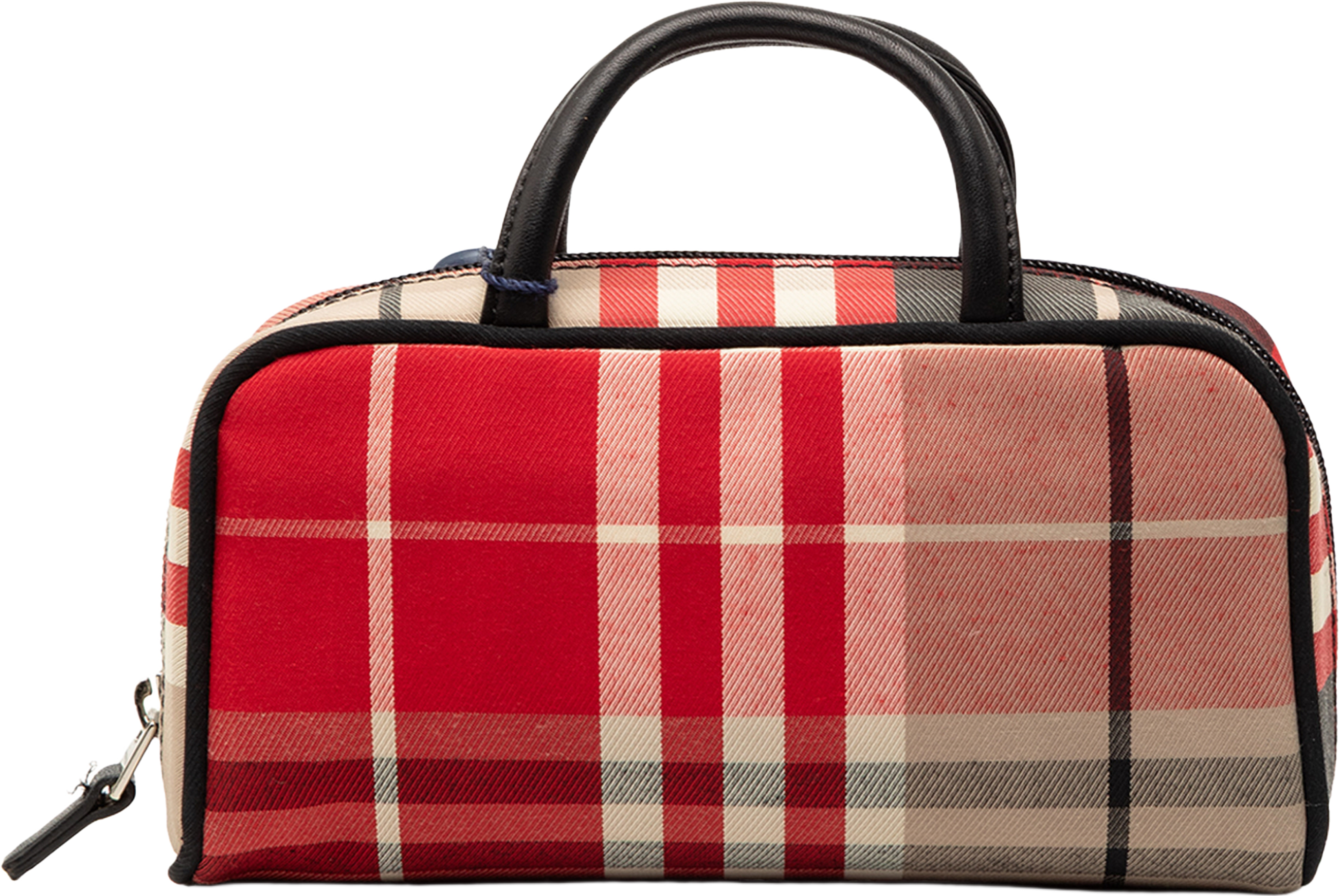 Burberry Plaid Canvas Handbag, från Luxclusif, i färgen red. Klicka för att öppna bilden i stort format