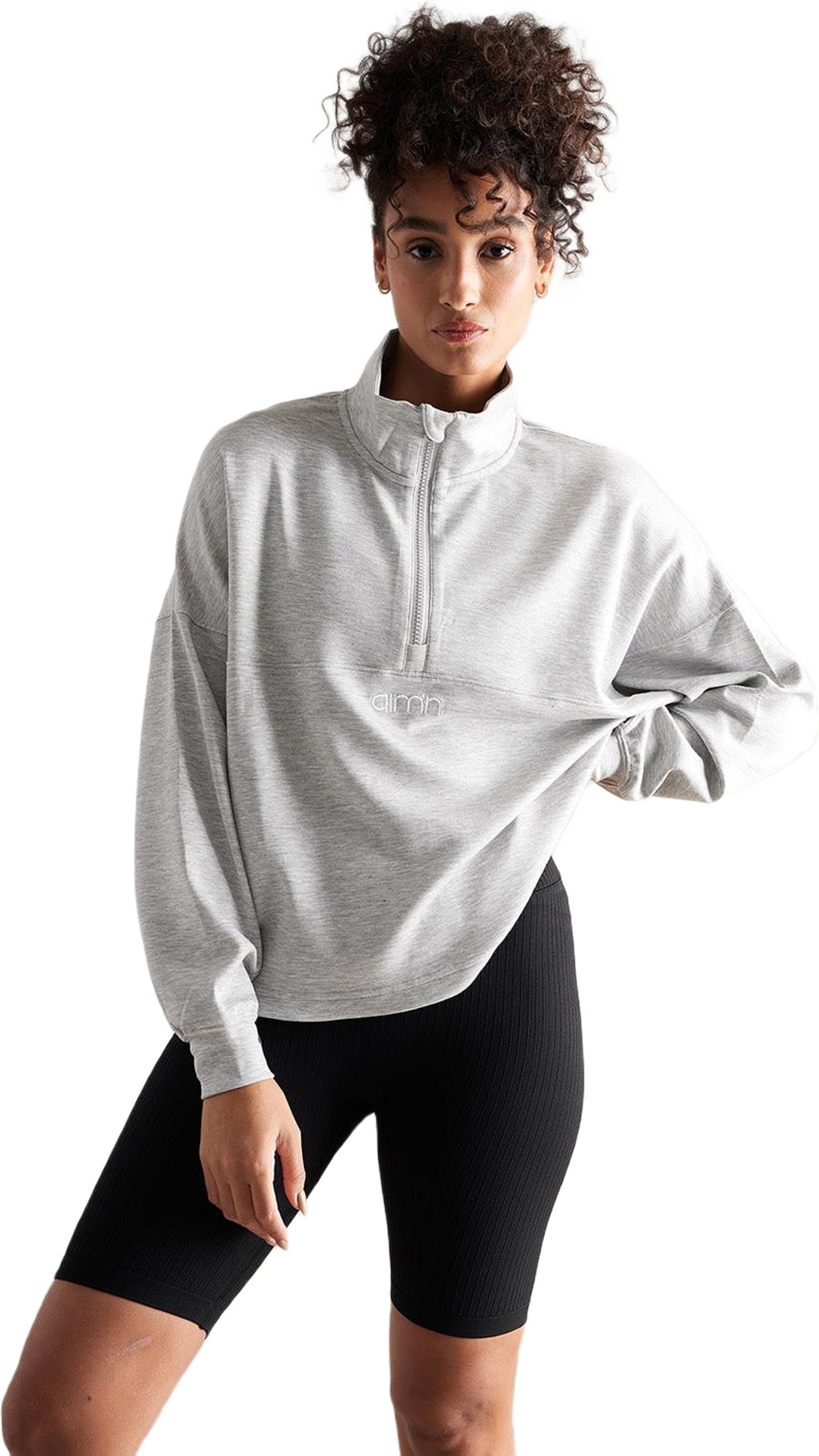 Light Grey Melange Comfy Modal Half Zip