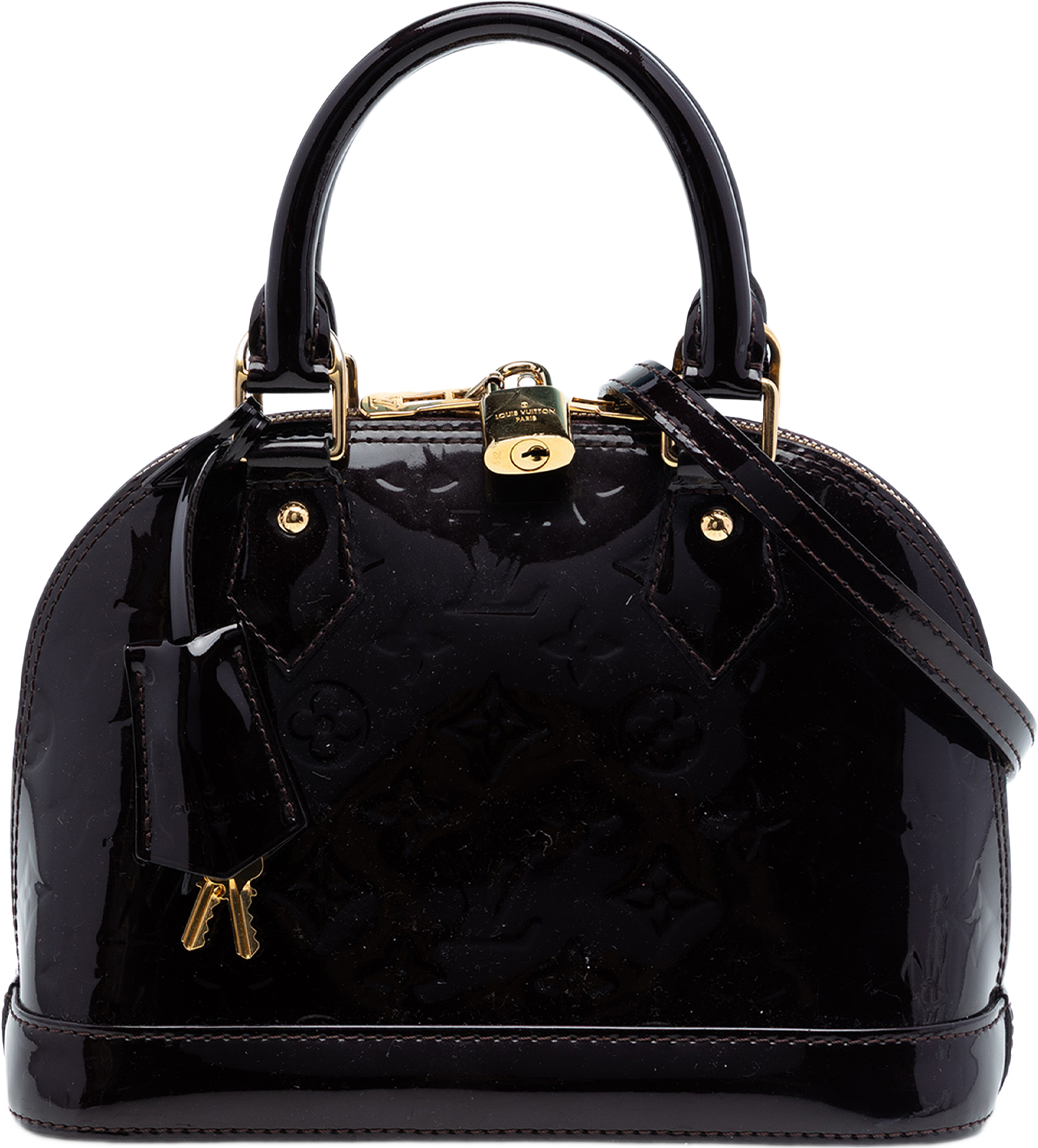 Louis Vuitton Monogram Vernis Alma Bb, från Luxclusif, i färgen purple. Klicka för att öppna bilden i stort format