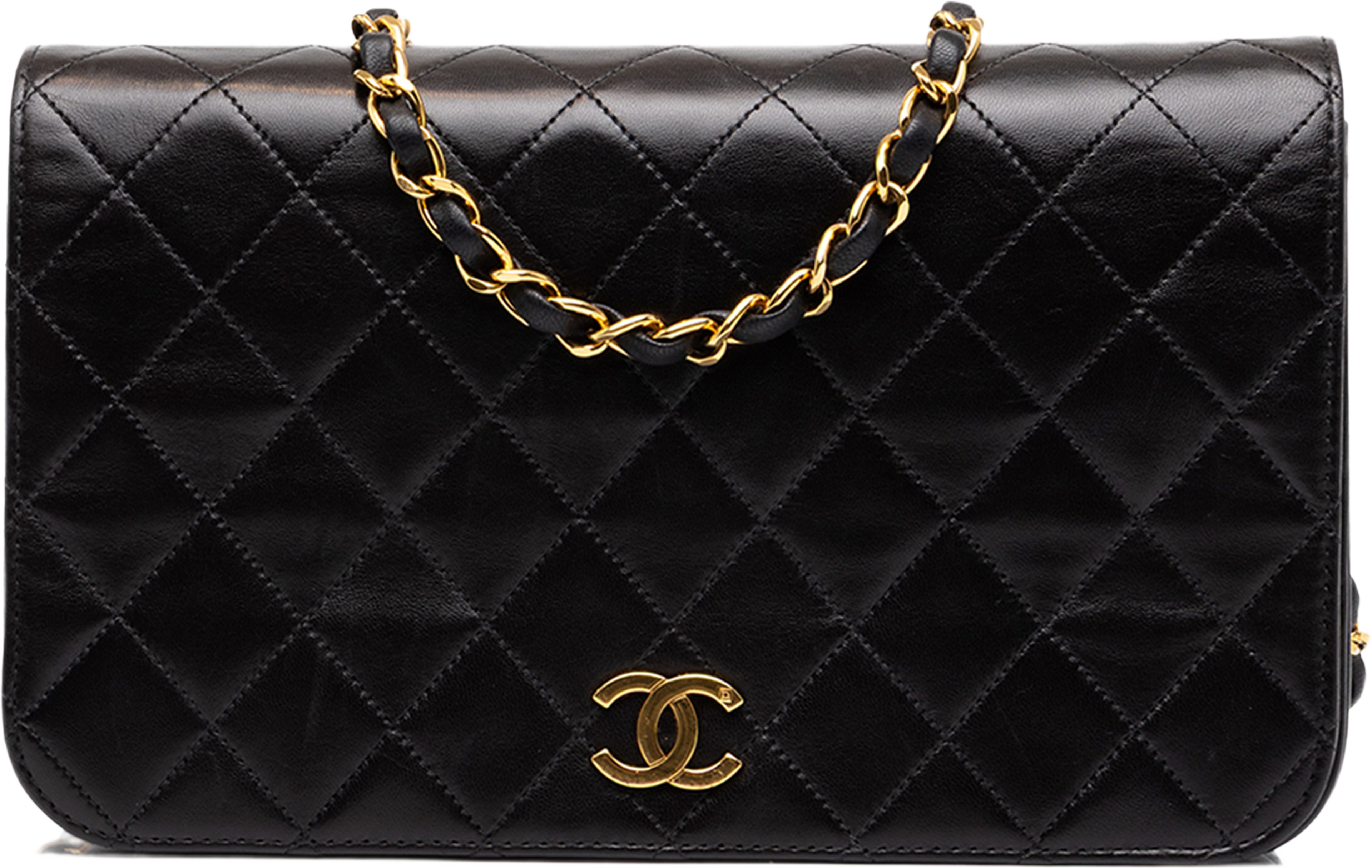 Chanel Medium Cc Quilted Lambskin Full Flap, från Luxclusif, i färgen svart. Klicka för att öppna bilden i stort format