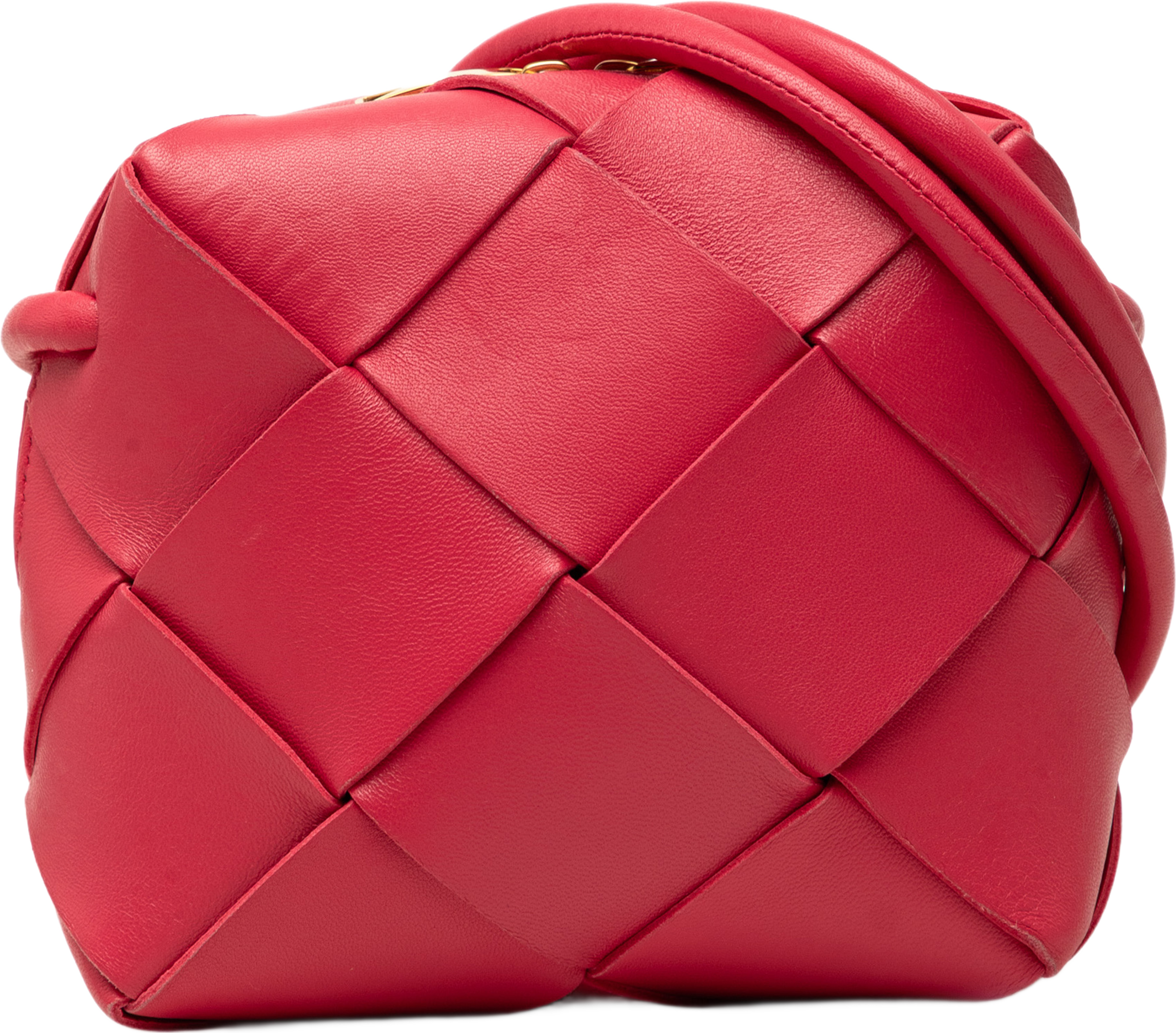 Bottega Veneta Mini Lambskin Intrecciato Cassette Camera Bag, från Luxclusif, i färgen rosa. Klicka för att öppna bilden i stort format