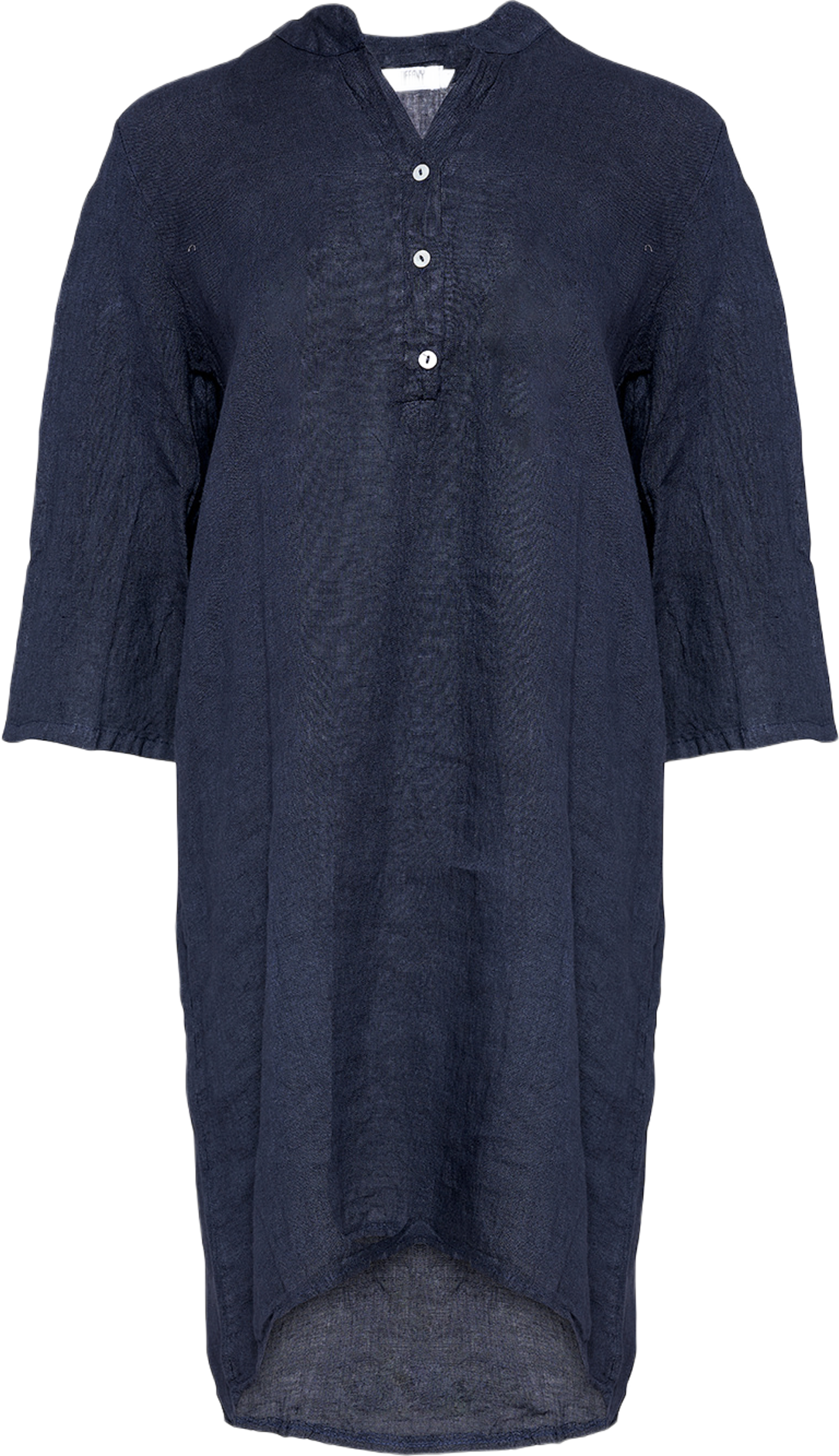 17690p, Shirt Dress With Pocket, Linen - Blue Navy