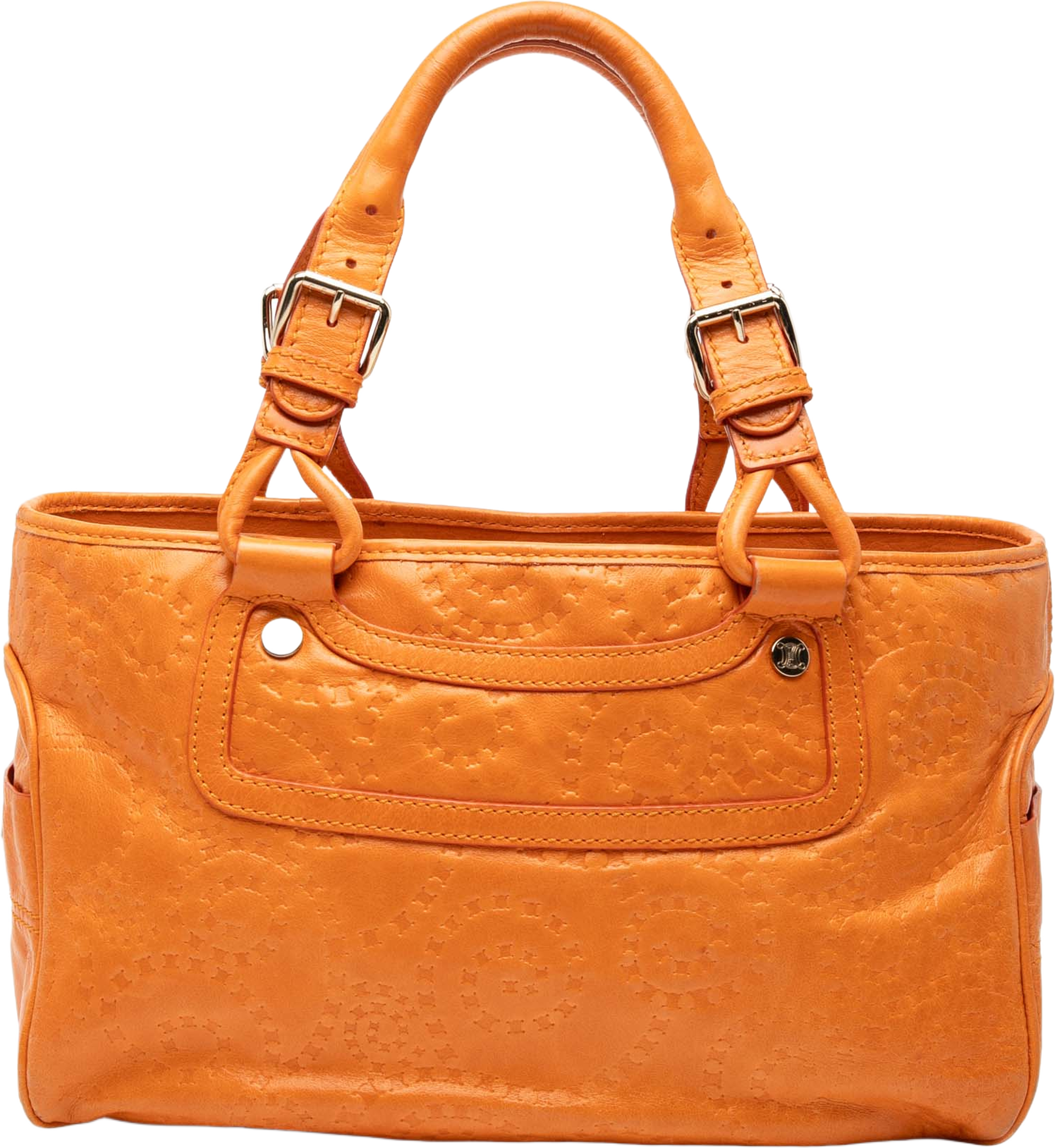 Celine Spiraling Macadam Embossed Leather Boogie Handbag, från Luxclusif, i färgen orange. Klicka för att öppna bilden i stort format