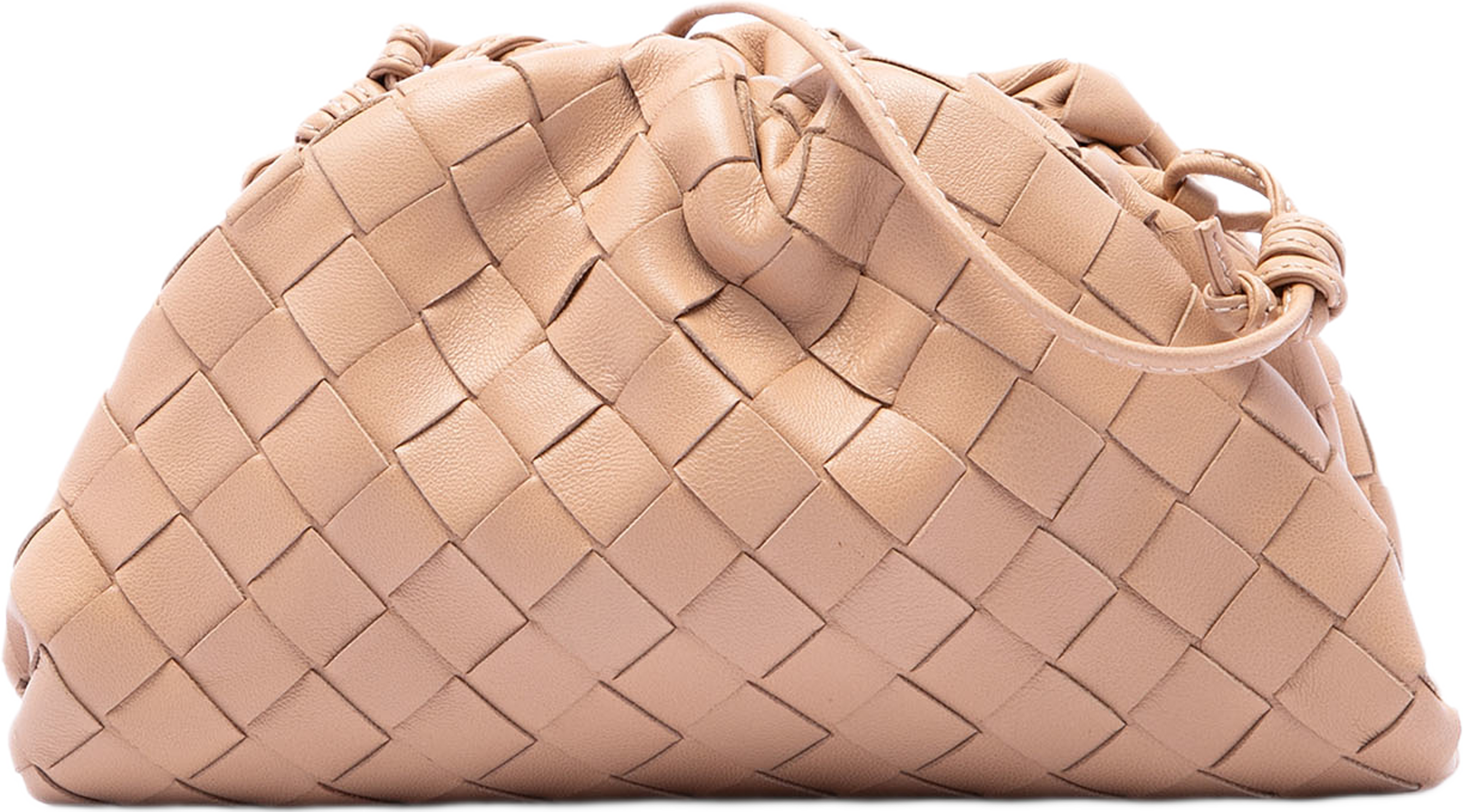 Bottega Veneta Nappa Intrecciato The Mini Pouch Crossbody, från Luxclusif, i färgen brun. Klicka för att öppna bilden i stort format