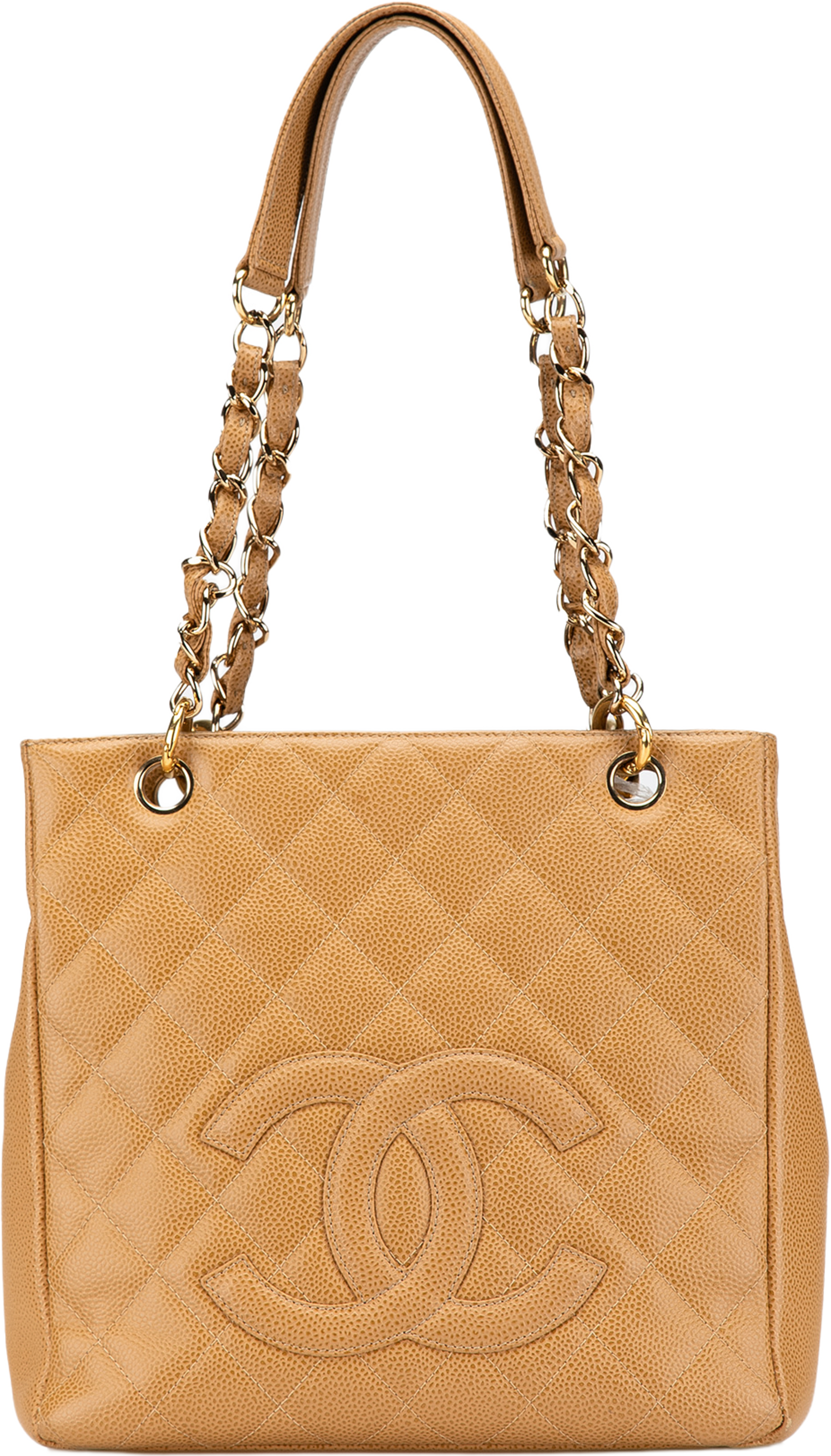 Chanel Caviar Petite Shopping Tote, från Luxclusif, i färgen caramel. Klicka för att öppna bilden i stort format