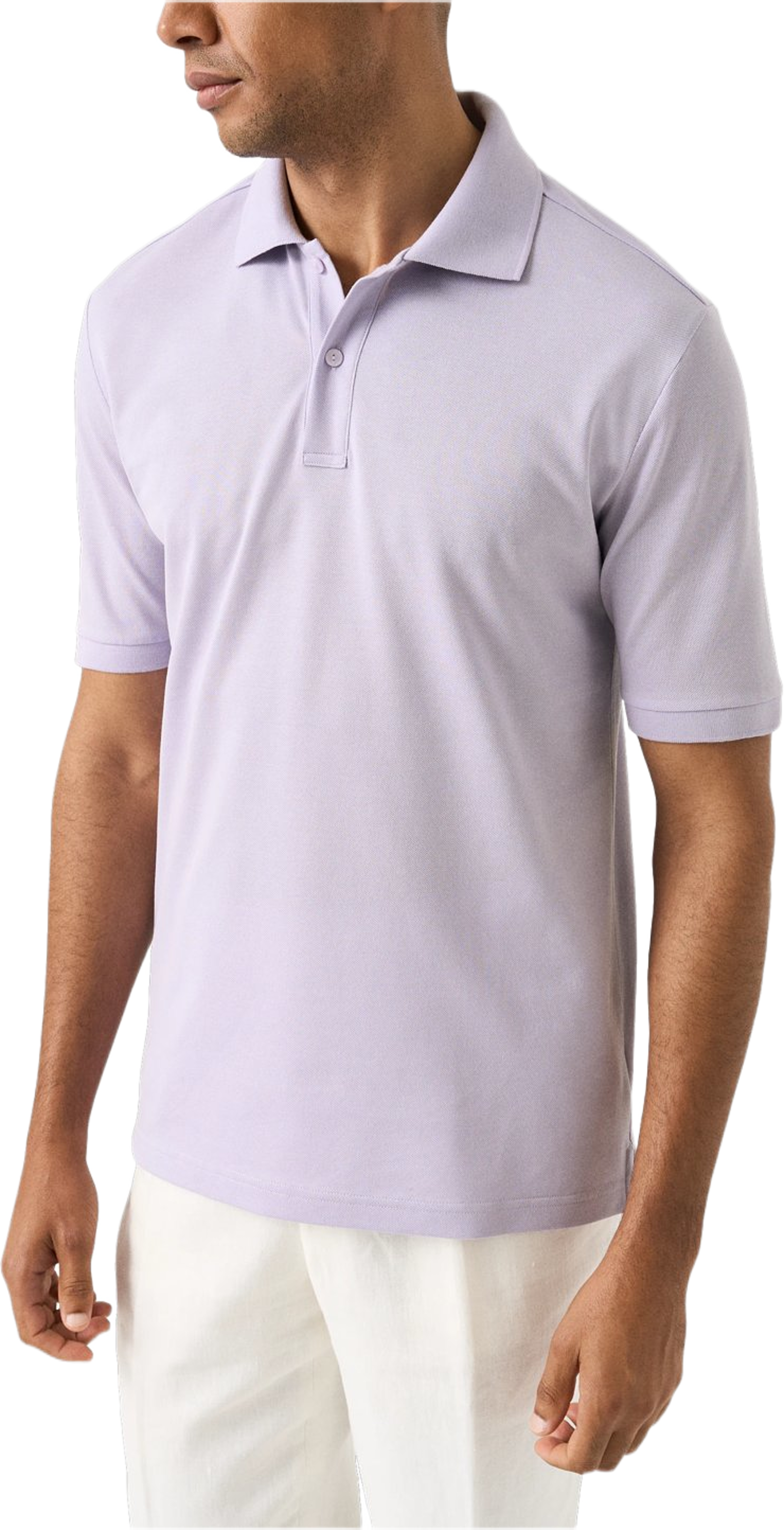 Piqué I Pima-bomull, från Eton, i färgen light purple. Klicka för att öppna bilden i stort format