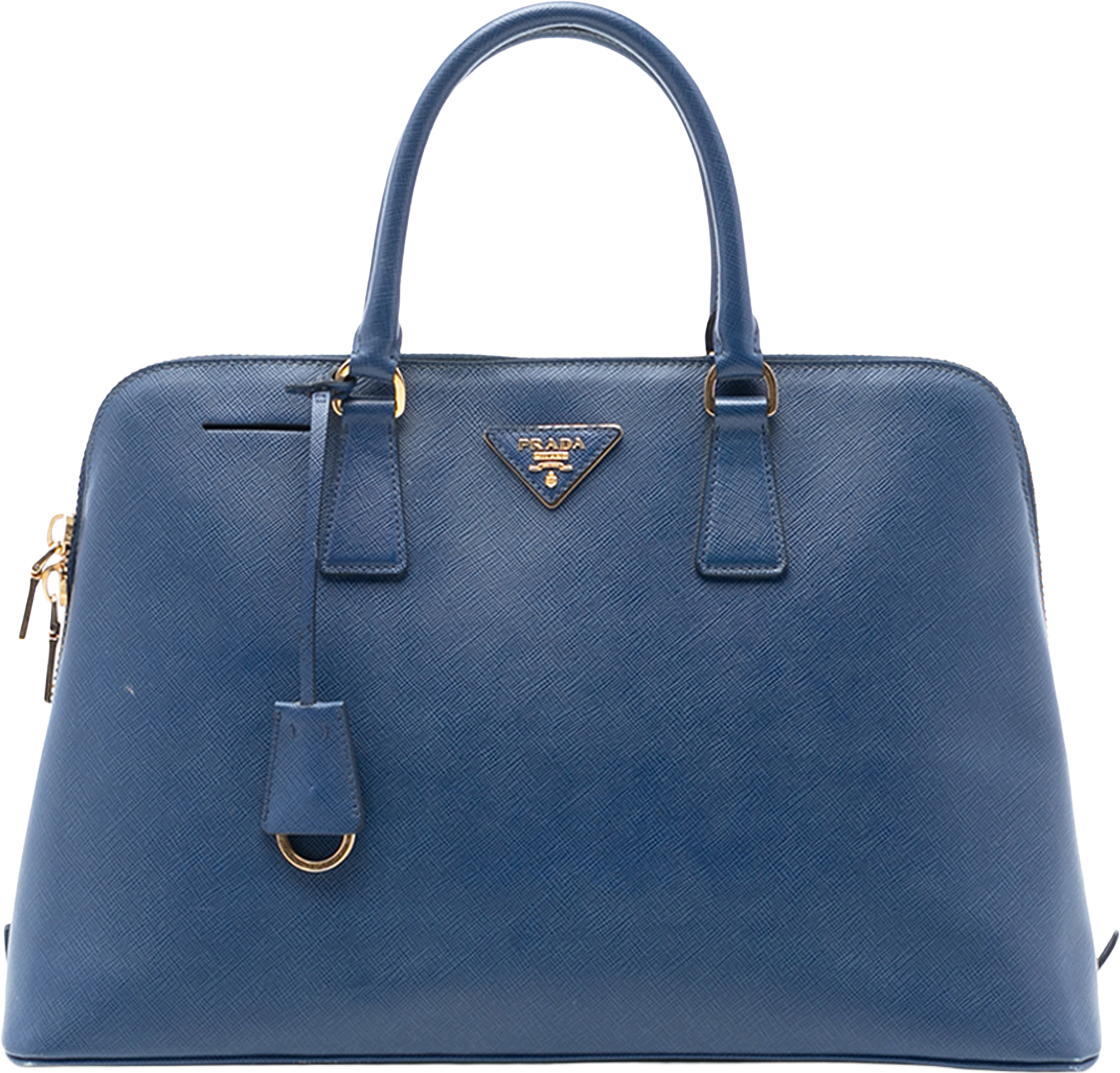 Prada Large Saffiano Lux Promenade Satchel, från Luxclusif, i färgen blue. Klicka för att öppna bilden i stort format