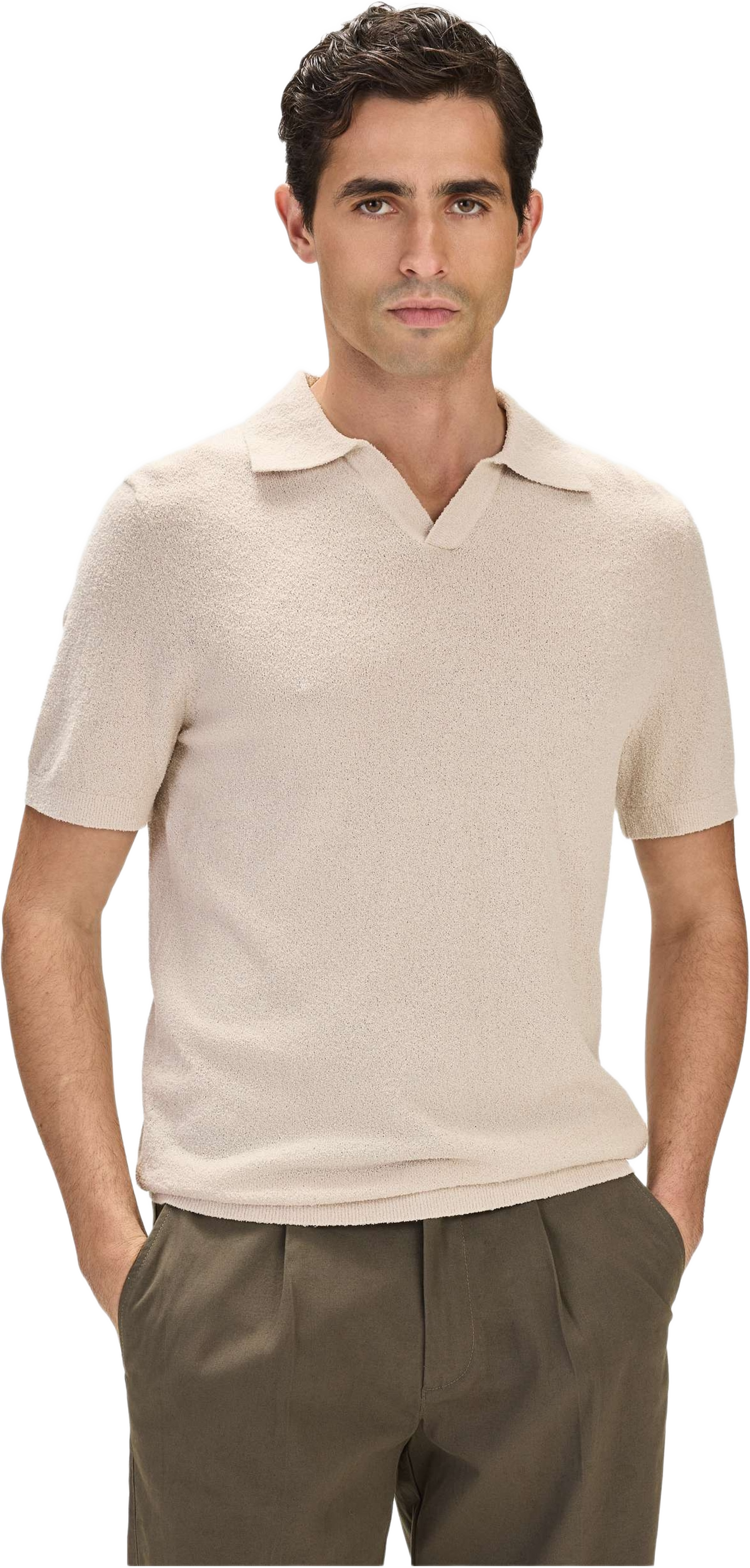Cotton Boucle Polo S/s Sweater (ben), från John Henric, i färgen cream. Klicka för att öppna bilden i stort format