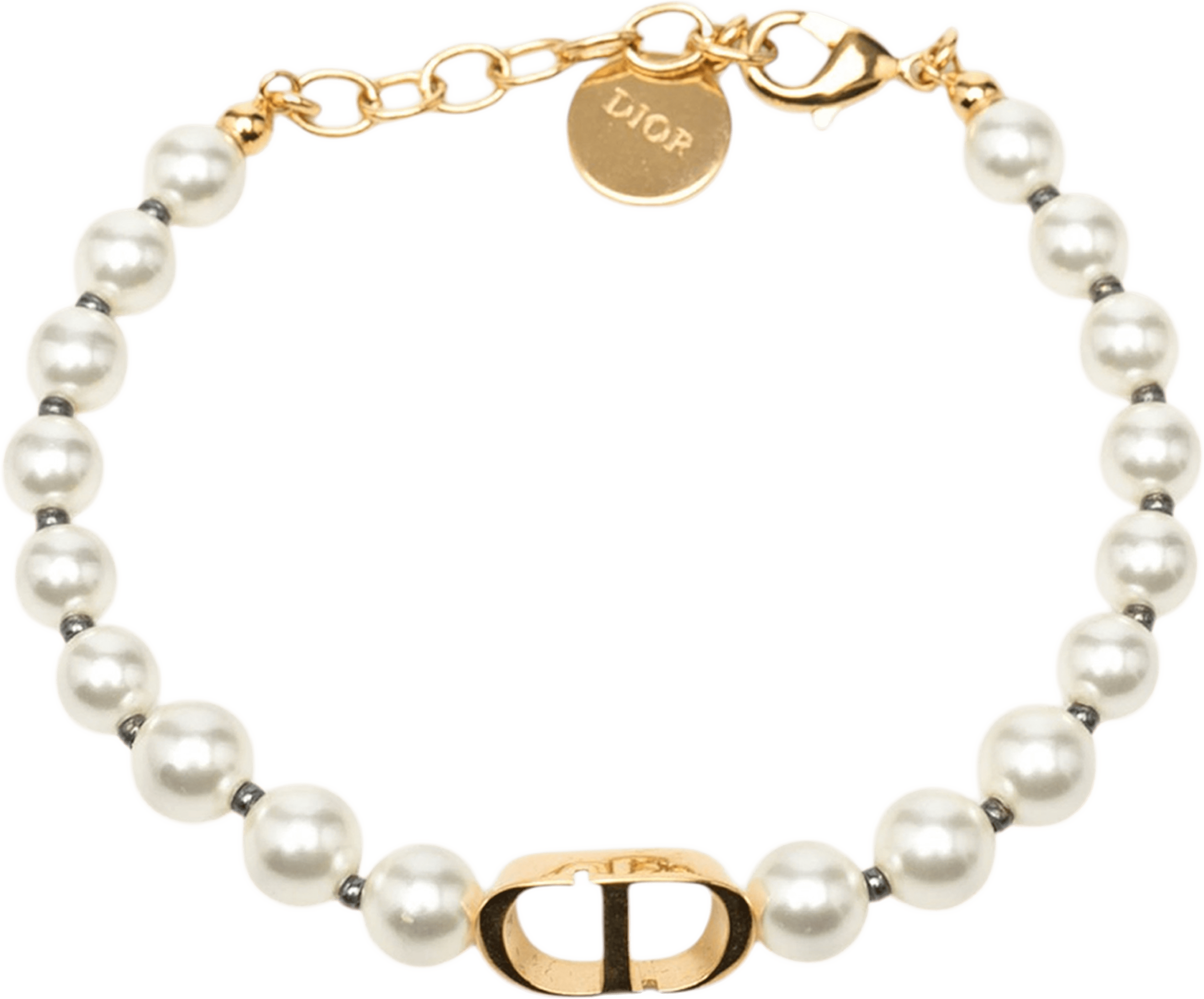 Dior Gold Plated Resin Pearl 30 Montaigne Bracelet, från Luxclusif, i färgen gold. Klicka för att öppna bilden i stort format