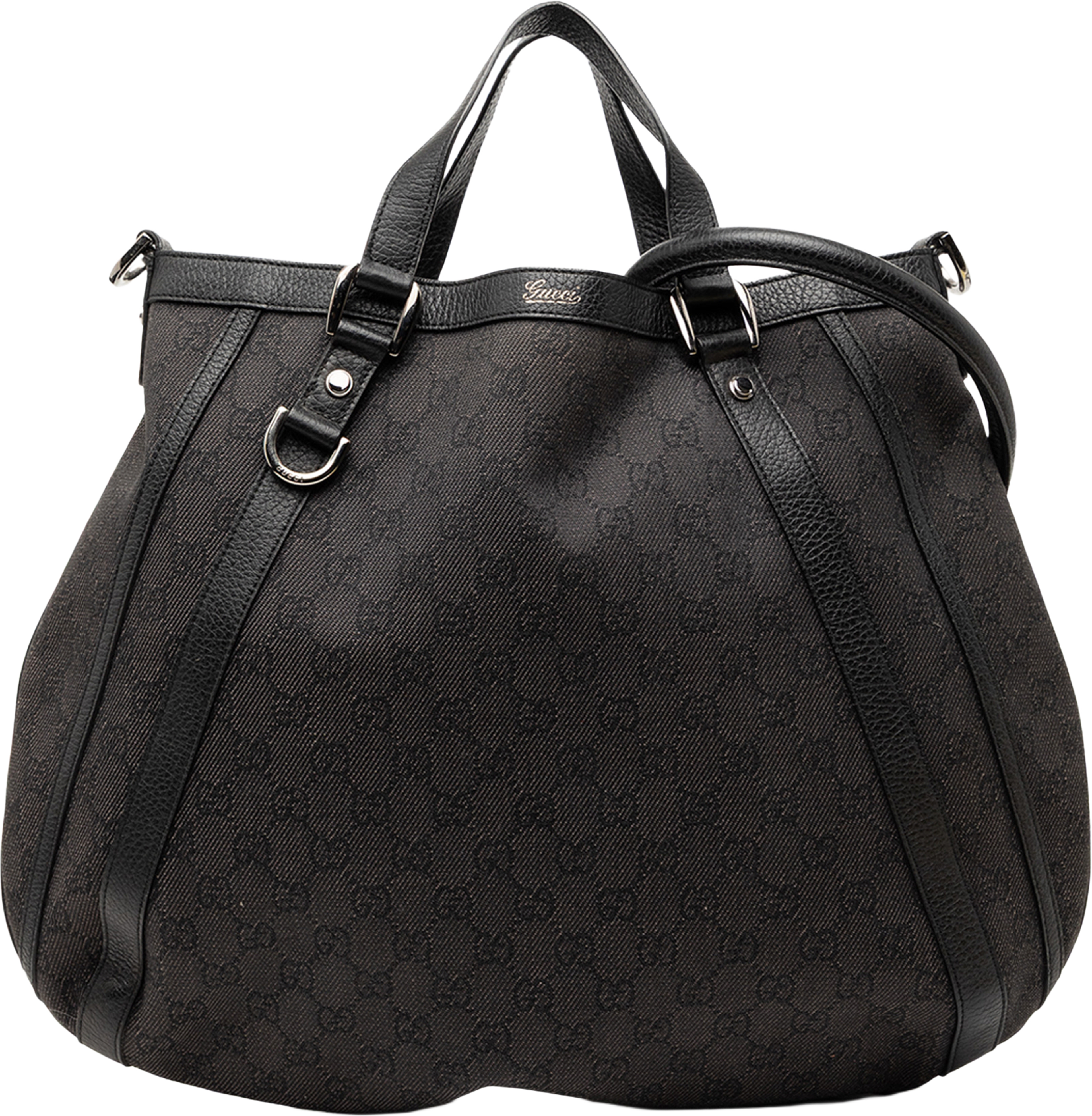 Gucci Gg Denim Abbey D Ring Convertible Tote, från Luxclusif, i färgen black. Klicka för att öppna bilden i stort format