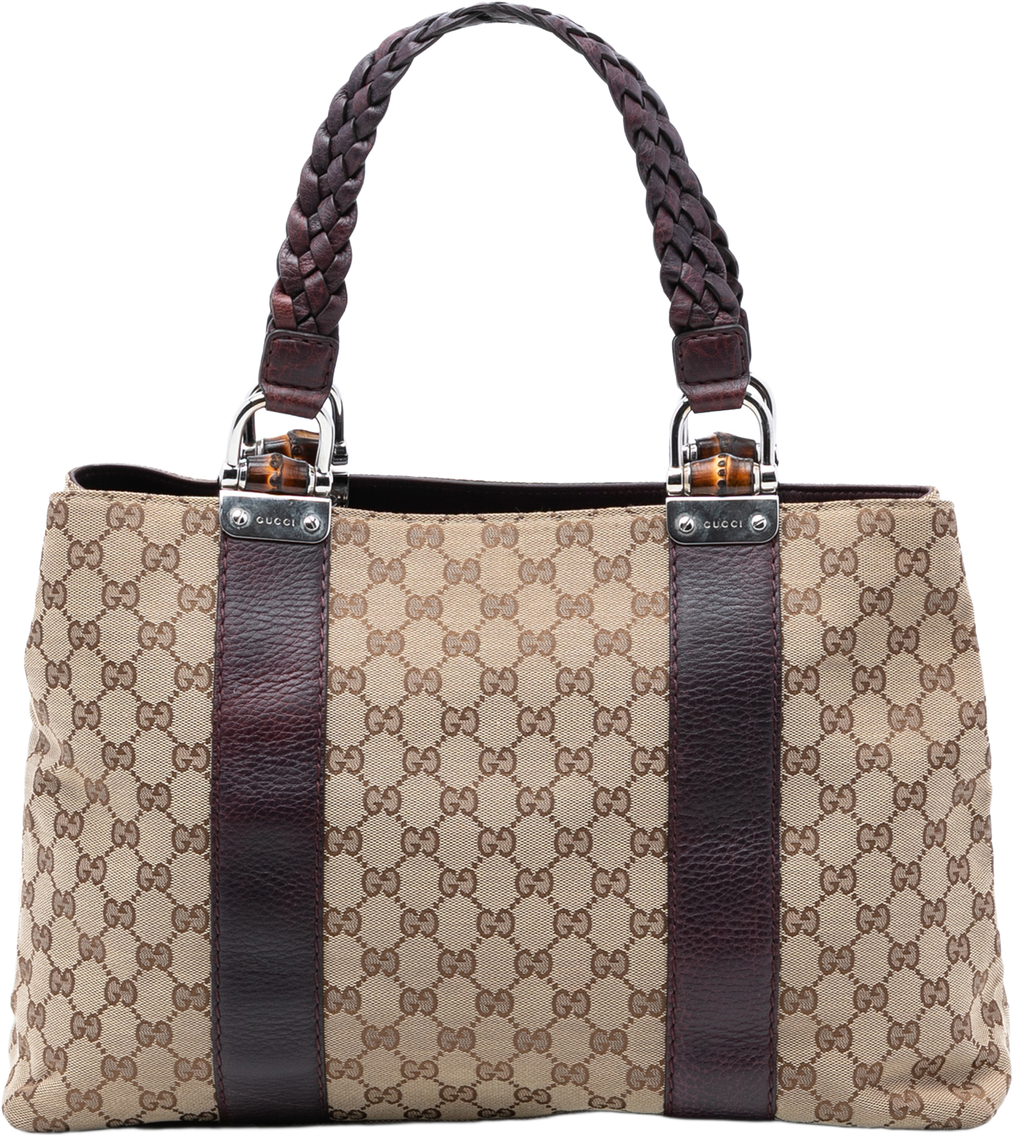 Gucci Medium Gg Canvas Bamboo Libeccio Tote, från Luxclusif, i färgen beige. Klicka för att öppna bilden i stort format