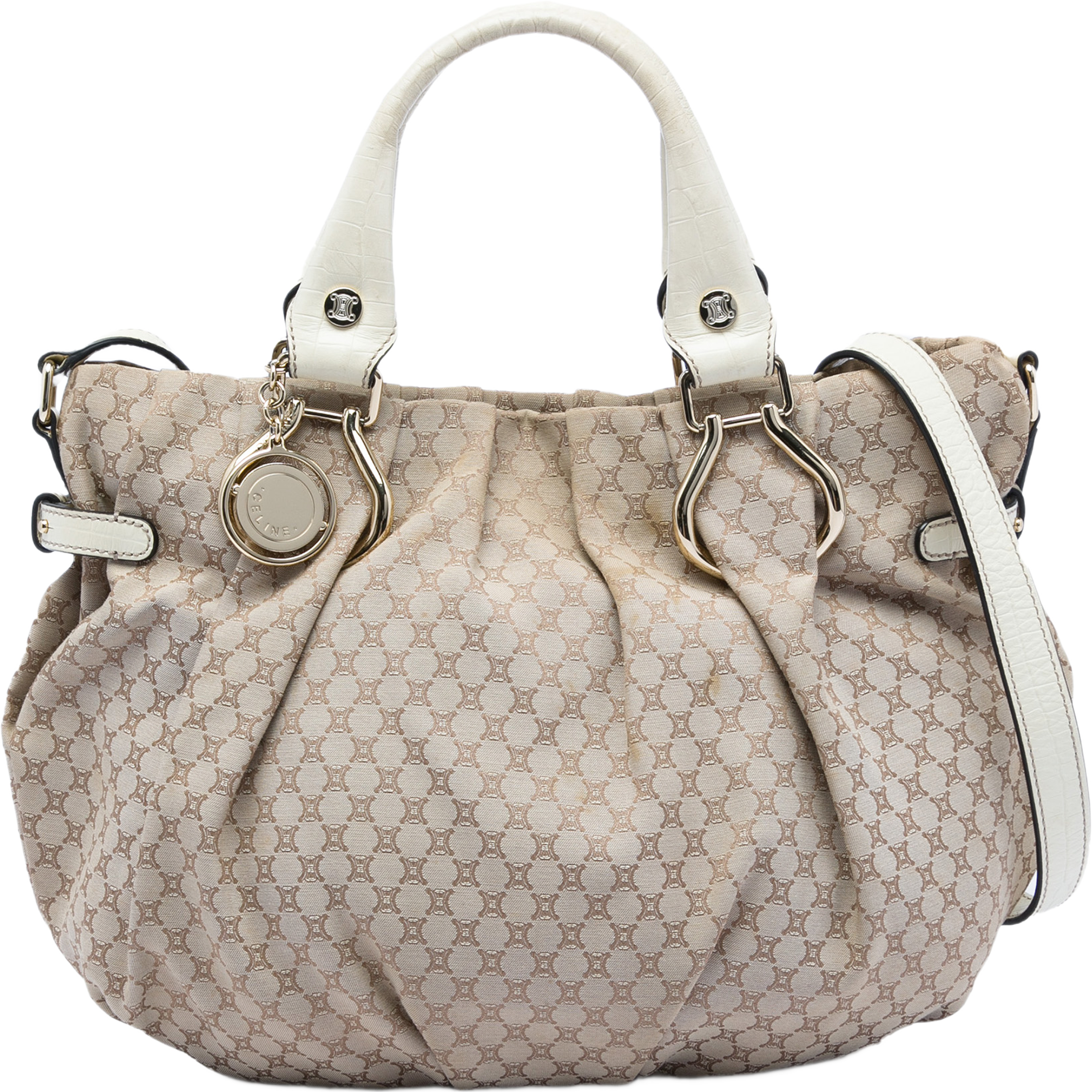 Celine Macadam Canvas Pillow Satchel, från Luxclusif, i färgen beige. Klicka för att öppna bilden i stort format