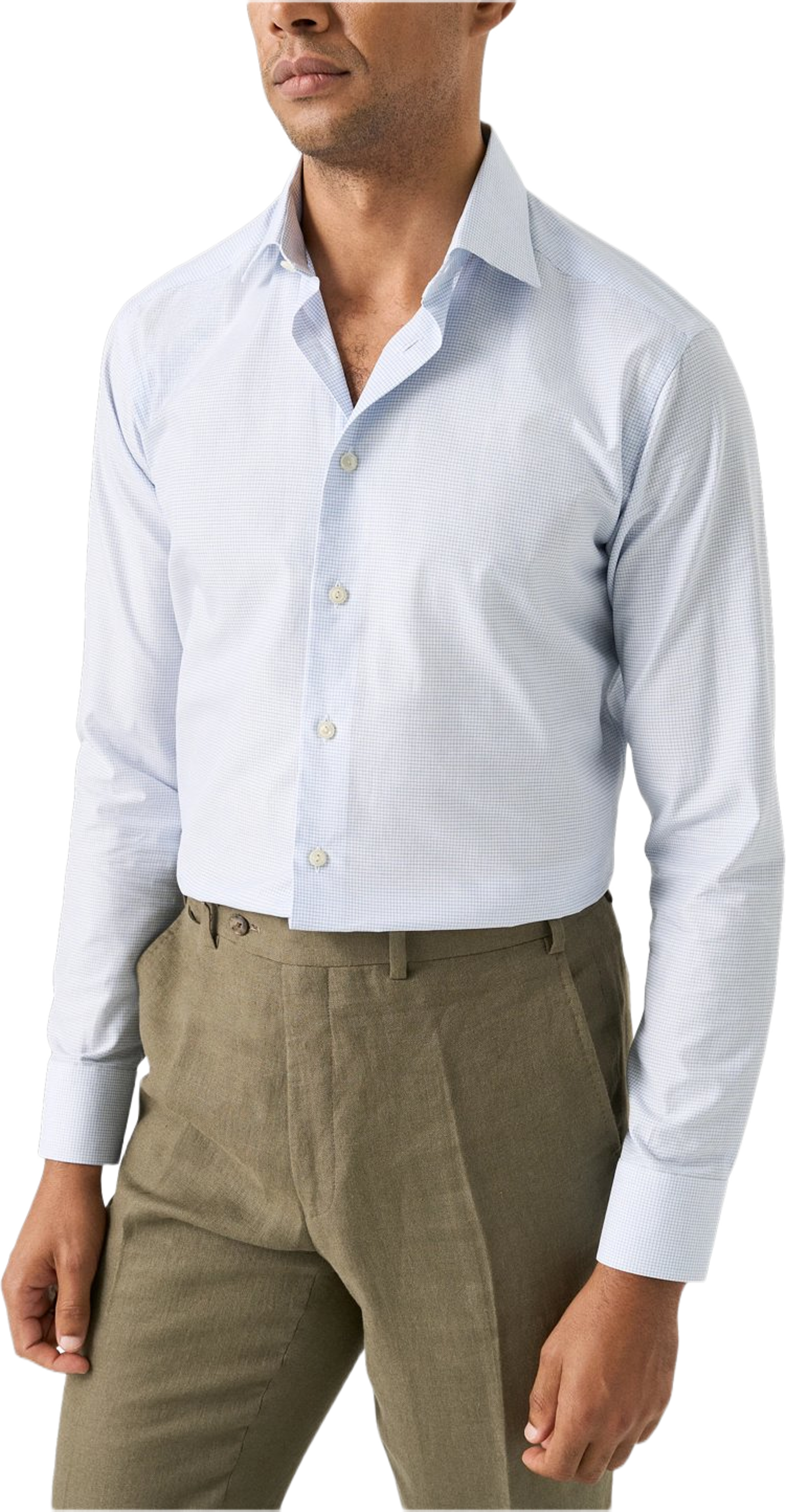 Rutig Signature Twill-skjorta Slim Fit, från Eton, i färgen light blue. Klicka för att öppna bilden i stort format