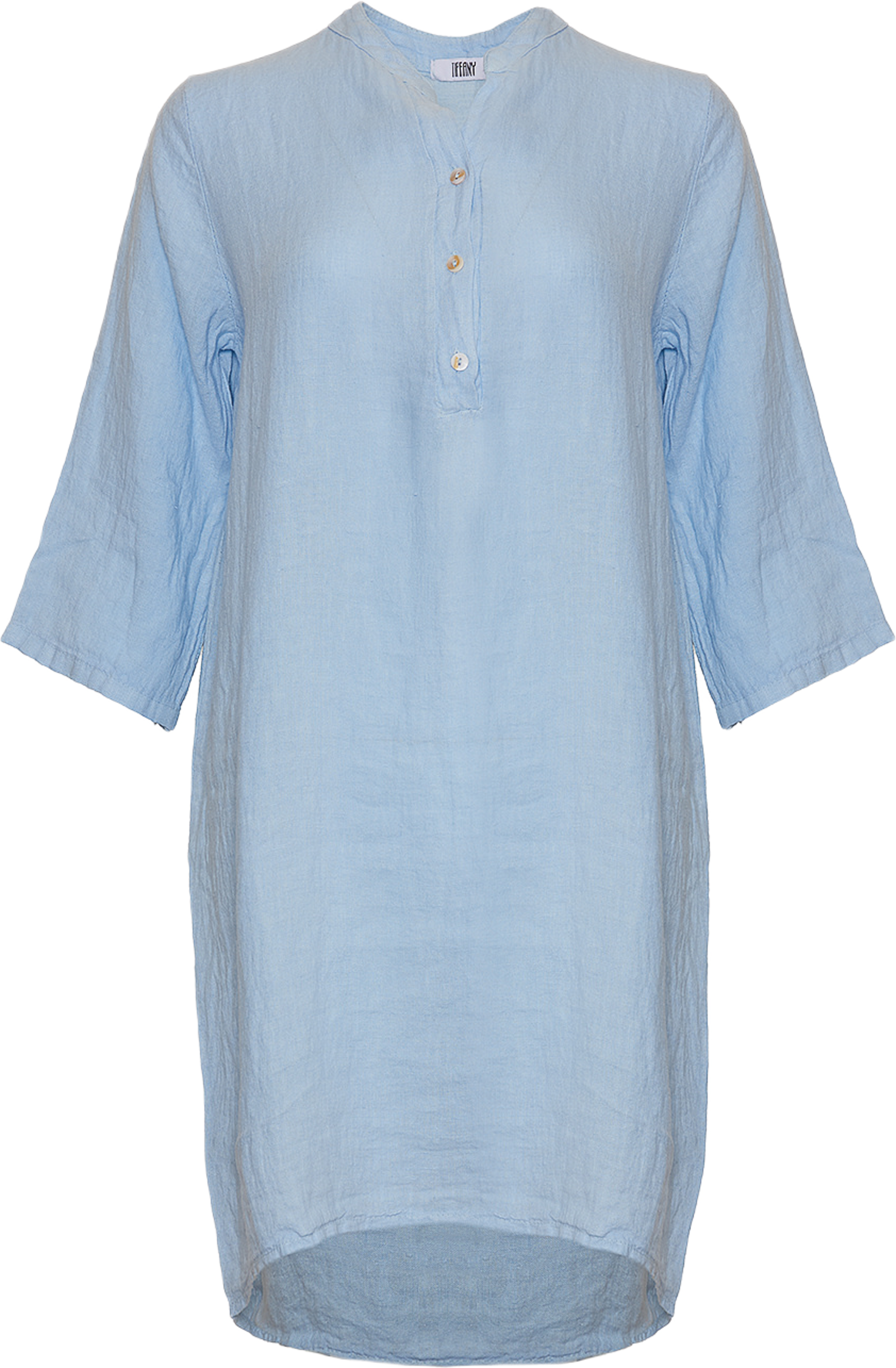 17690p, Shirt Dress With Pocket, Linen - Light Blue