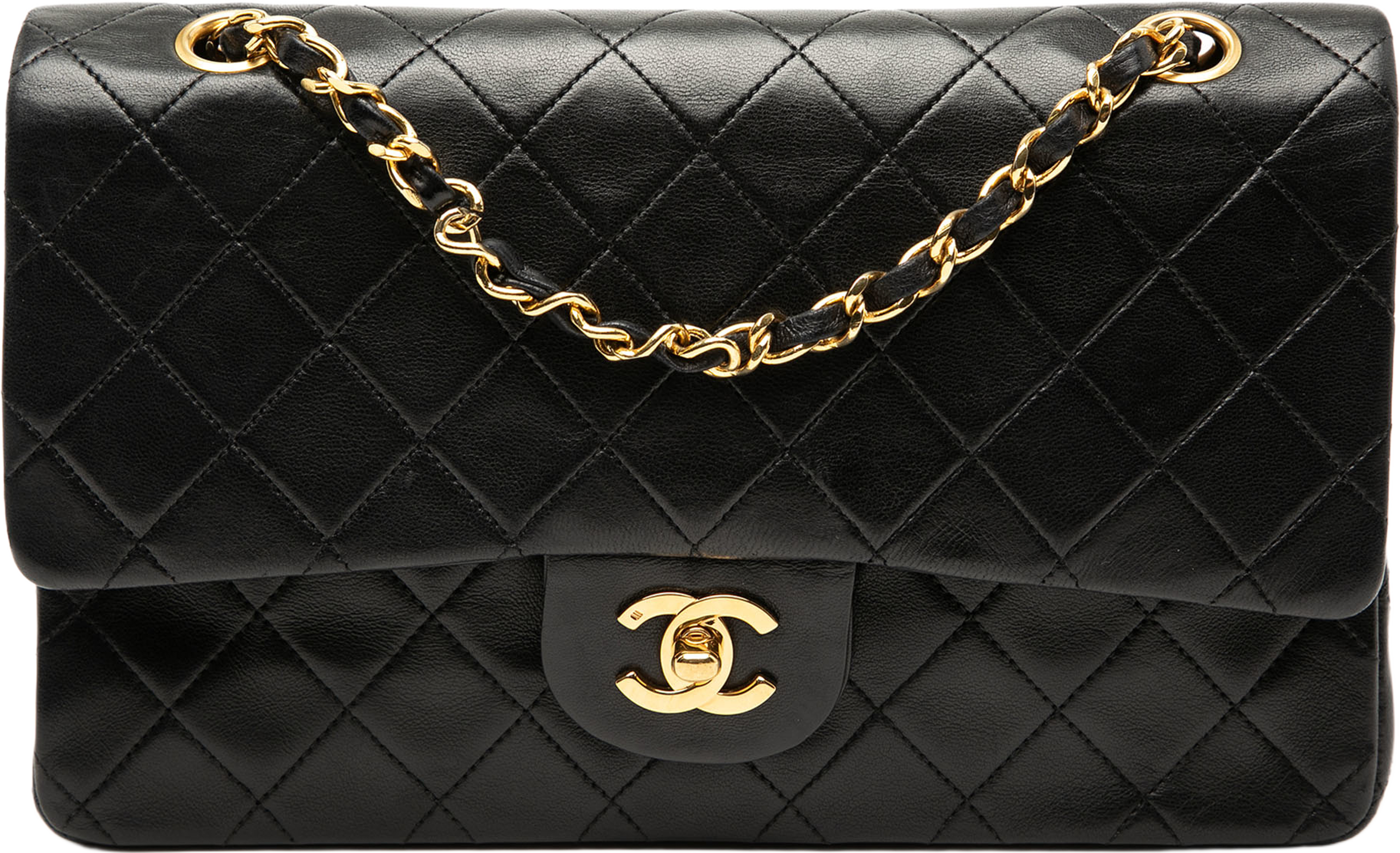 Chanel Medium Classic Lambskin Double Flap, från Luxclusif, i färgen black. Klicka för att öppna bilden i stort format