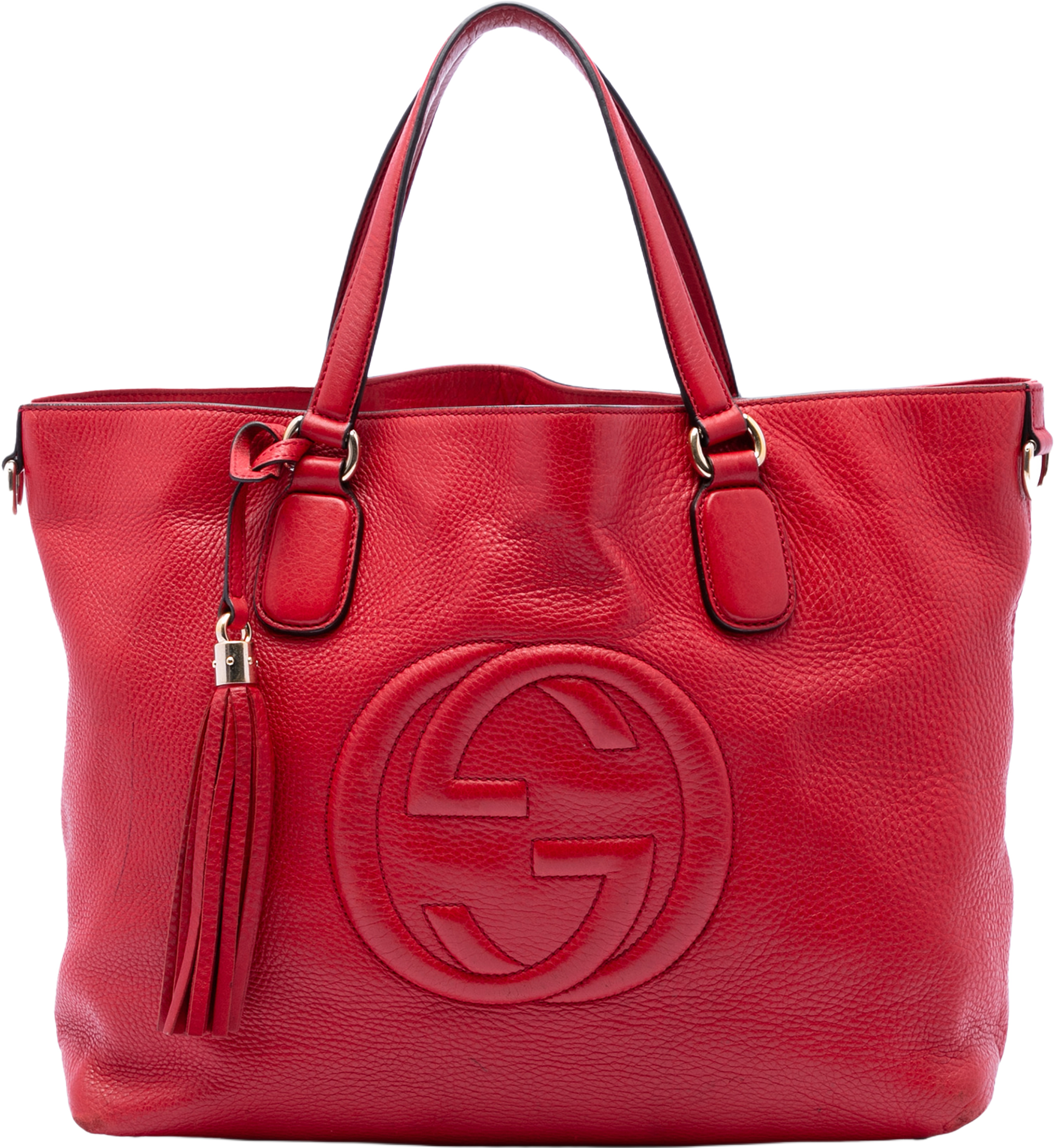 Gucci Large Leather Soho Working Tote, från Luxclusif, i färgen red. Klicka för att öppna bilden i stort format