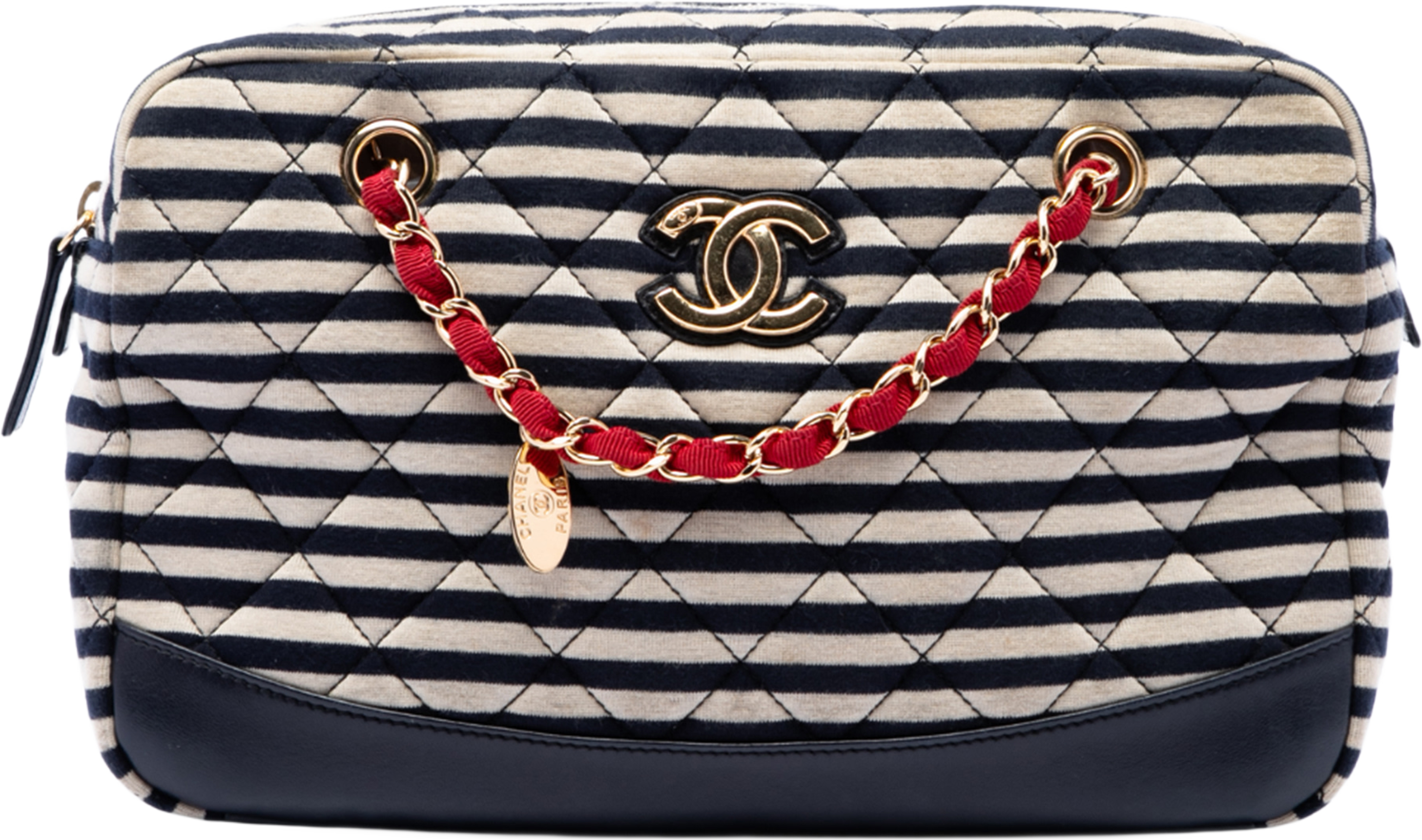 Chanel Quilted Jersey And Lambskin Coco Sailor Camera Bag, från Luxclusif, i färgen svart. Klicka för att öppna bilden i stort format