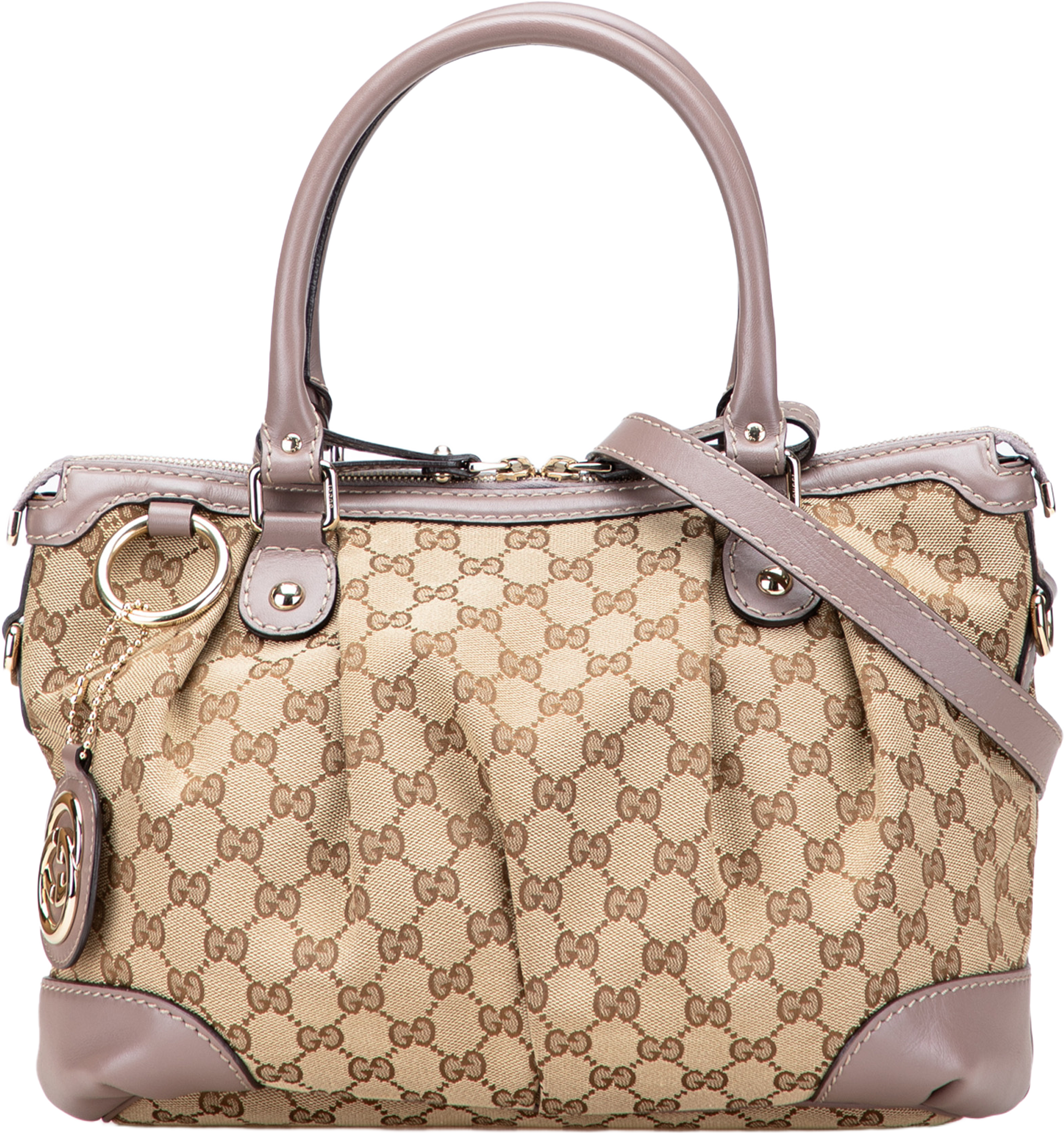 Gucci Gg Canvas Sukey Satchel, från Luxclusif, i färgen beige. Klicka för att öppna bilden i stort format