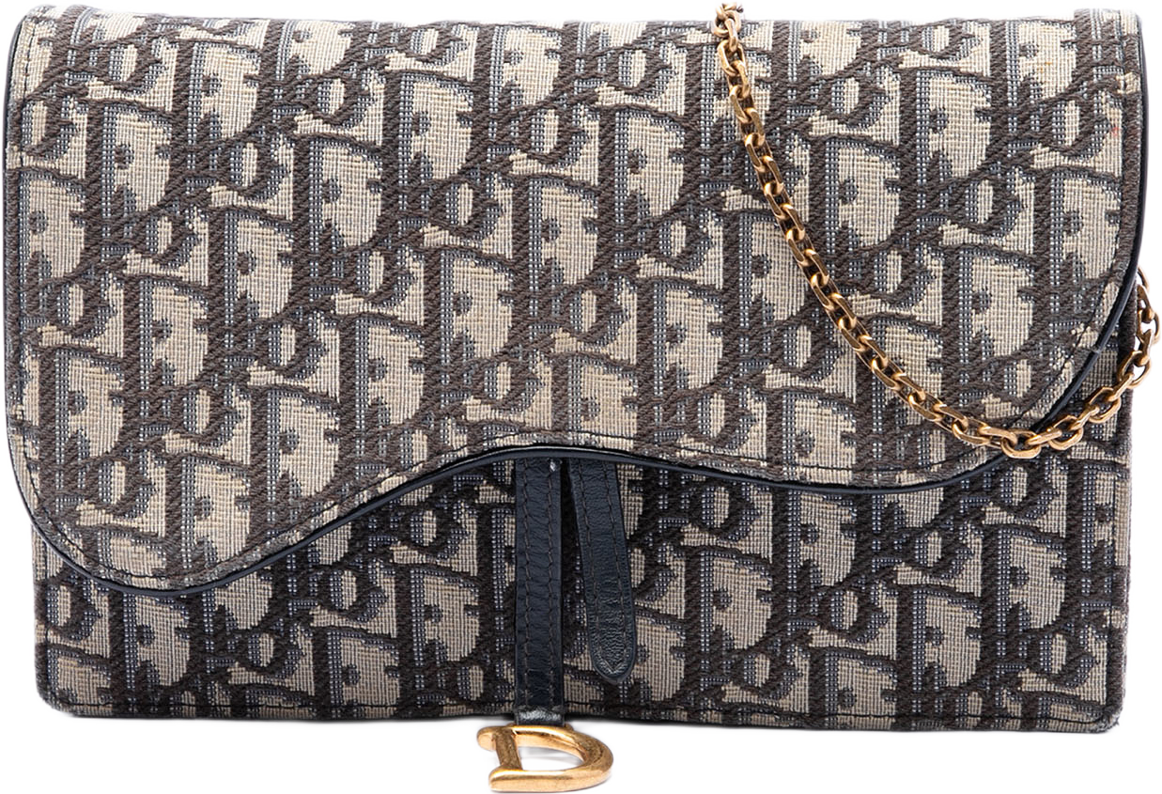 Dior Oblique Canvas Saddle Pouch Wallet On Chain, från Luxclusif, i färgen blå. Klicka för att öppna bilden i stort format