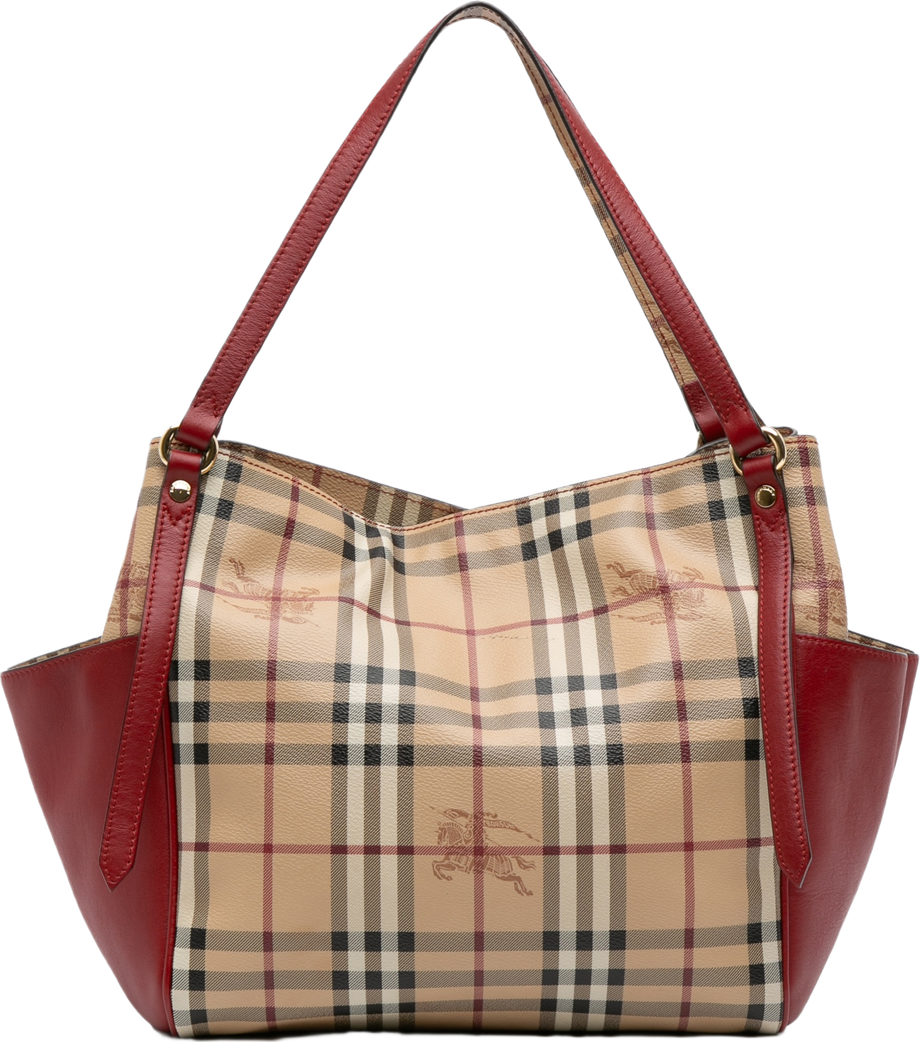 Burberry Small Haymarket Check Coated Canvas Canterbury Tote, från Luxclusif, i färgen beige. Klicka för att öppna bilden i stort format