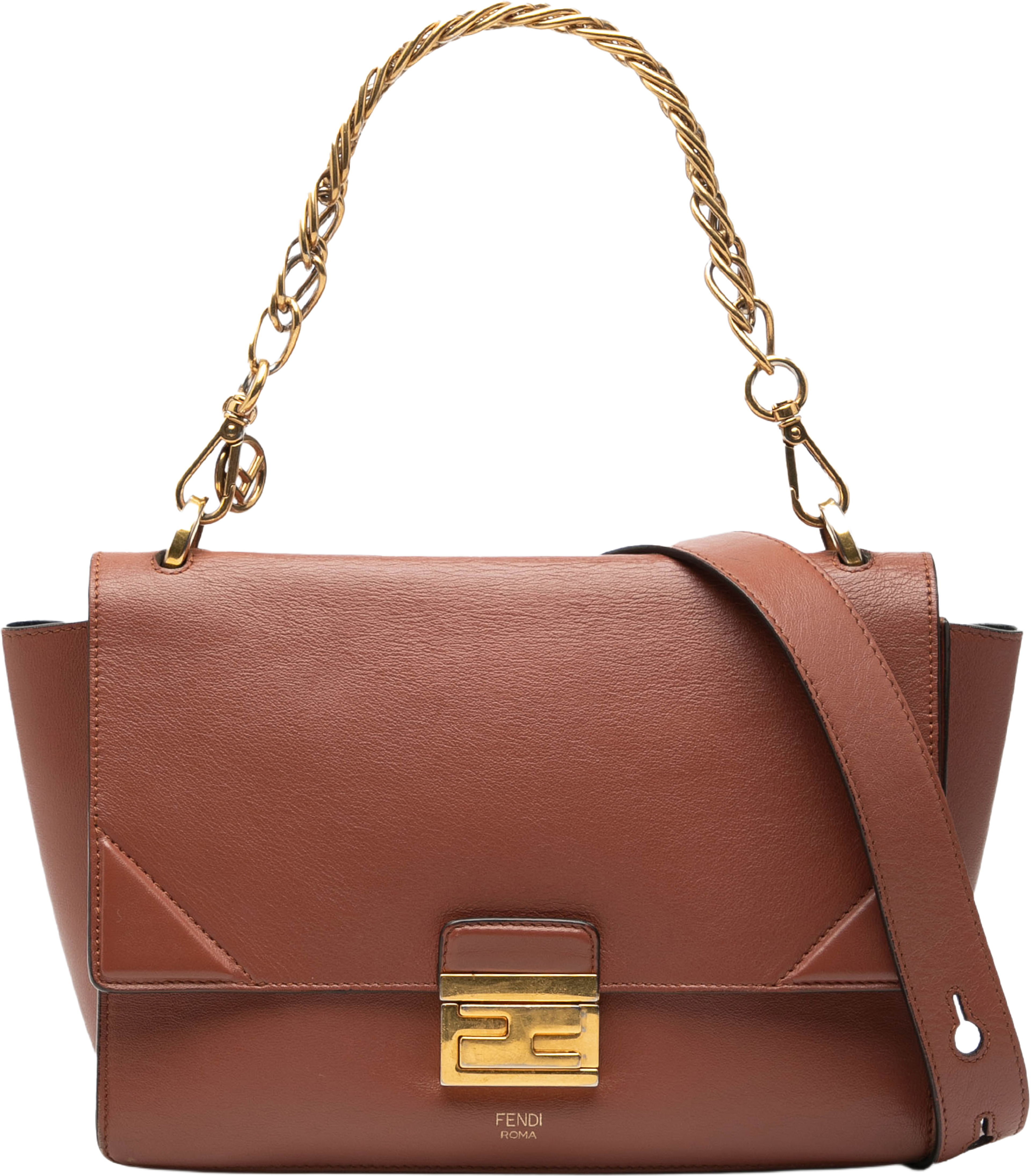 Fendi Calfskin Kan U Satchel, från Luxclusif, i färgen brown. Klicka för att öppna bilden i stort format