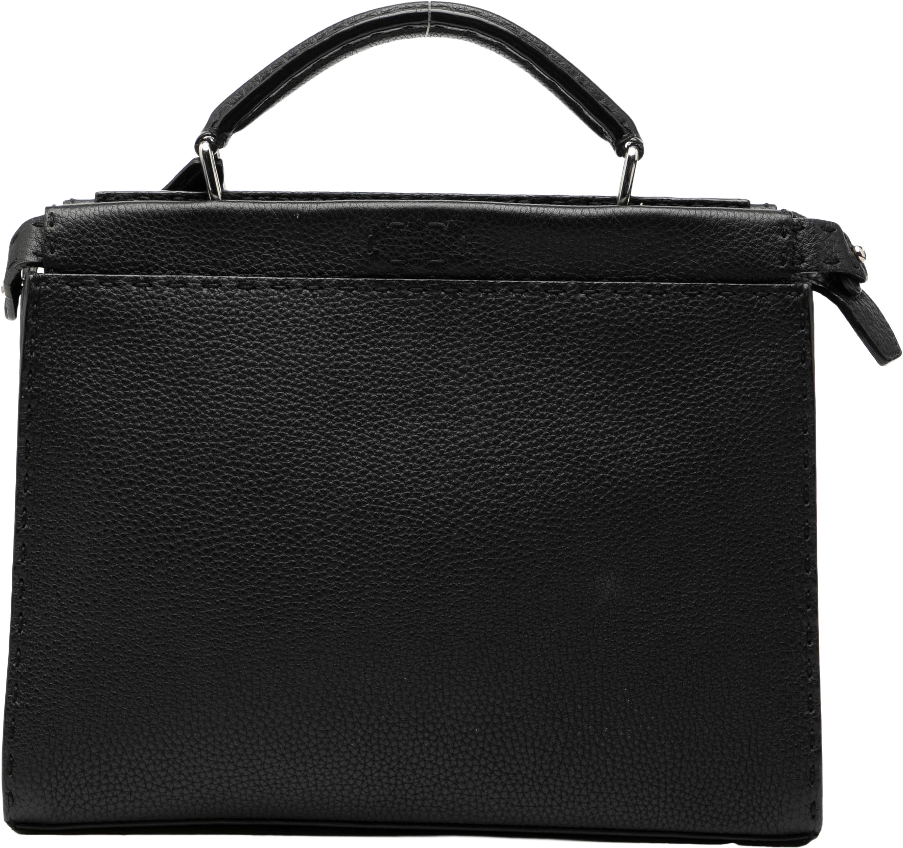 Fendi Mini Calfskin Romano Selleria Peekaboo Iconic Fit Satchel, från Luxclusif, i färgen black. Klicka för att öppna bilden i stort format