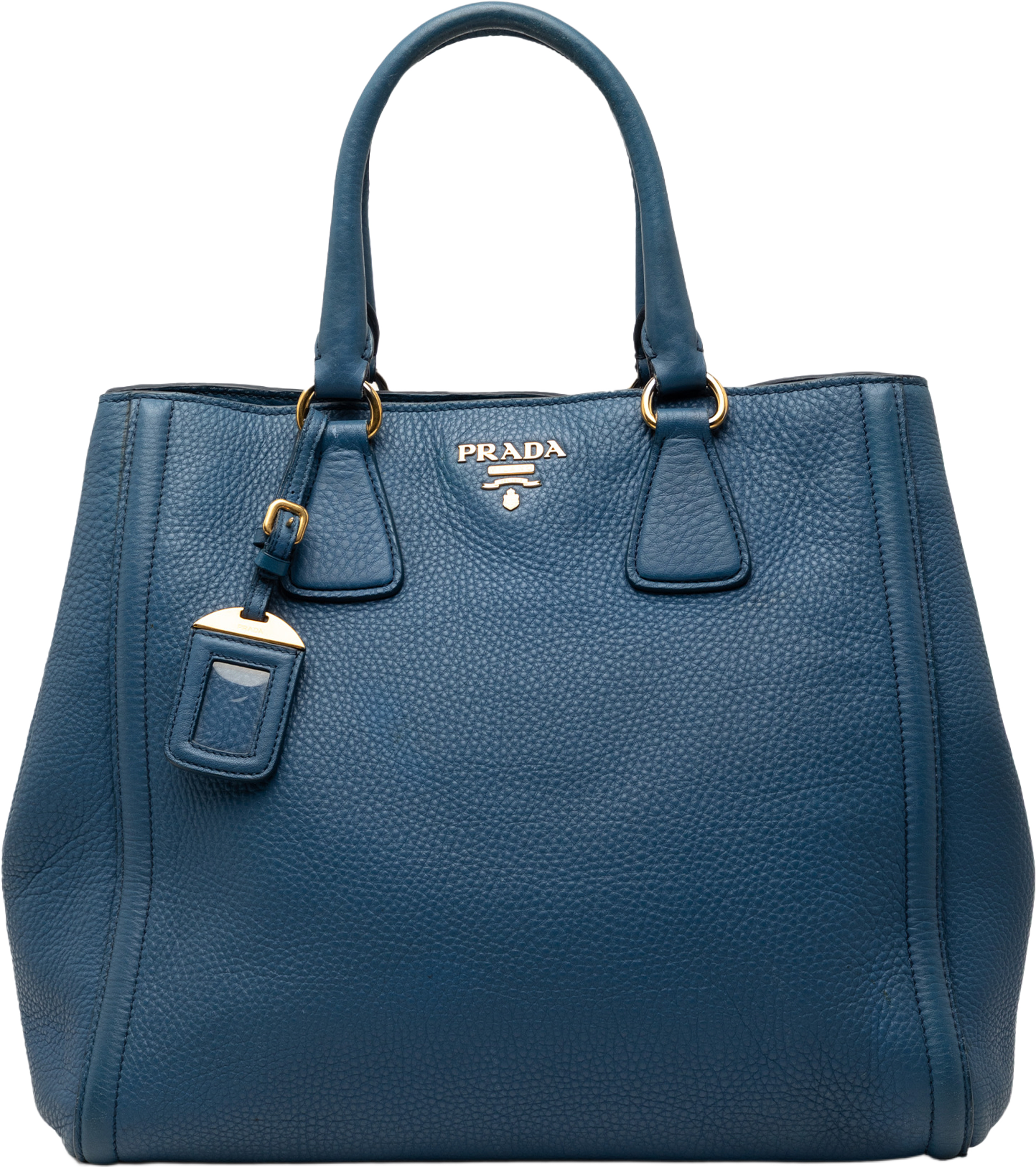 Prada Vitello Daino Open Convertible Tote, från Luxclusif, i färgen blue. Klicka för att öppna bilden i stort format