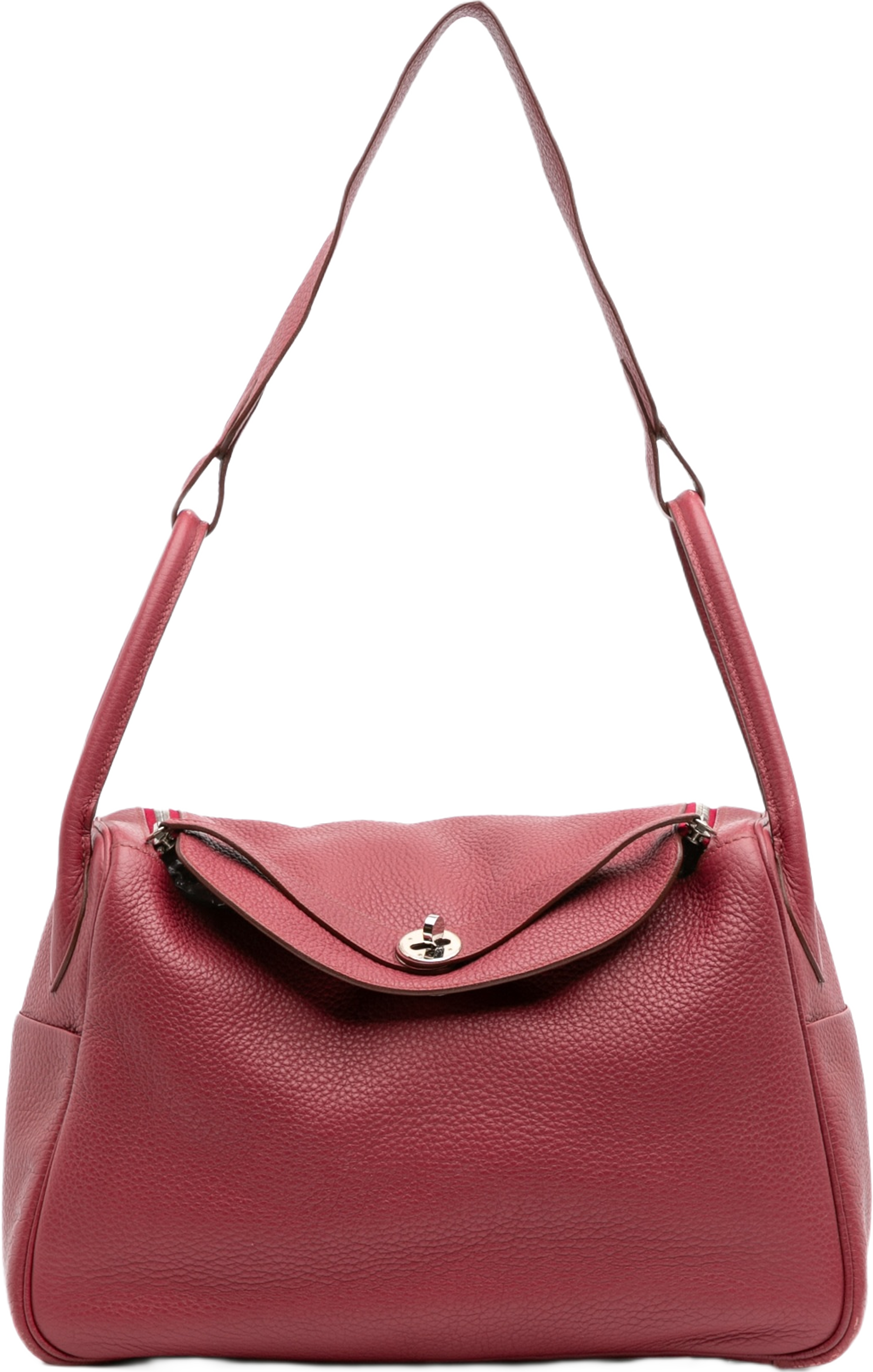 Hermès Clemence Lindy 34, från Luxclusif, i färgen dark red.
